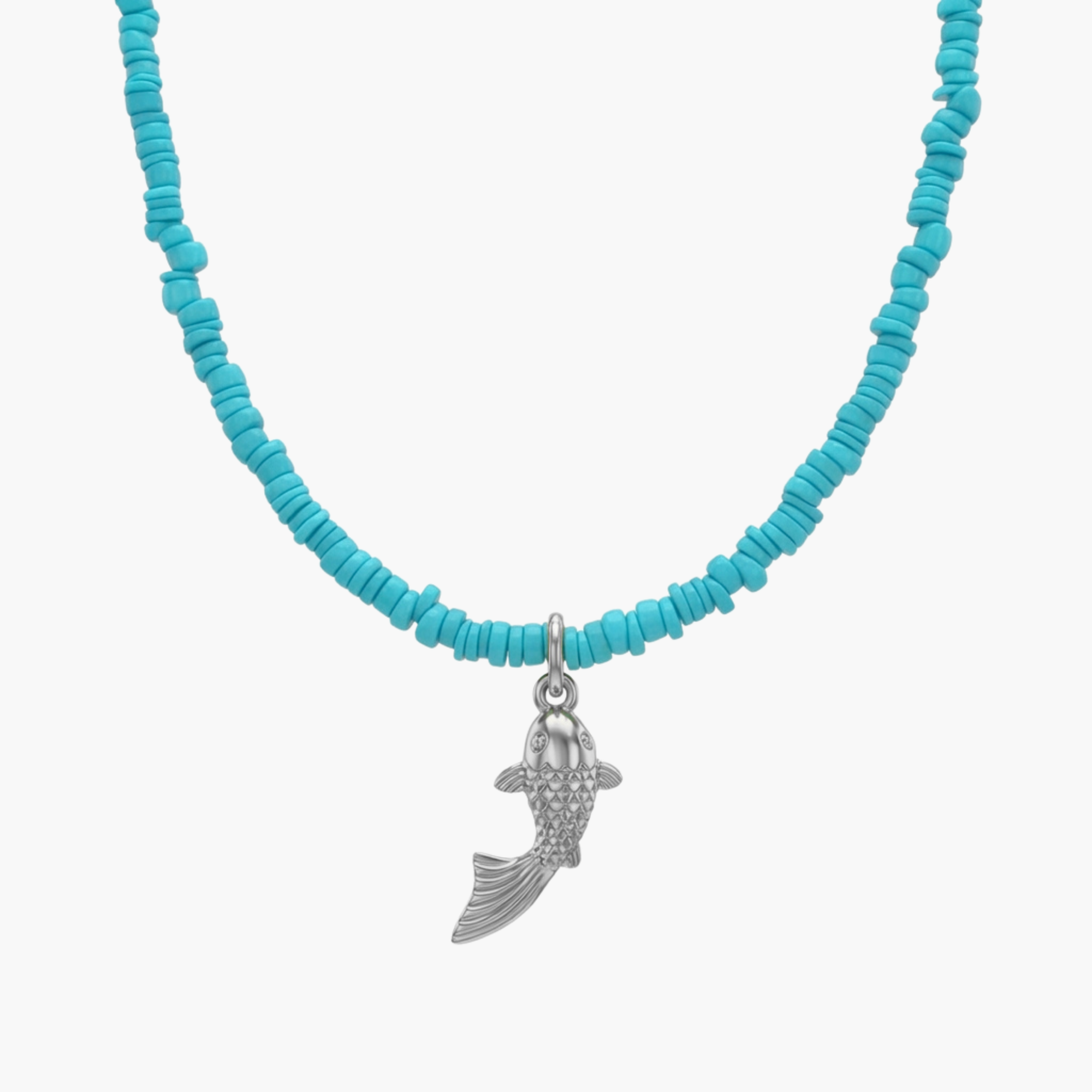 GIROCOLLO CORAL KOI FISH - collana estiva da uomo in corallo rosso con ciondolo pesce carpa in acciaio oro