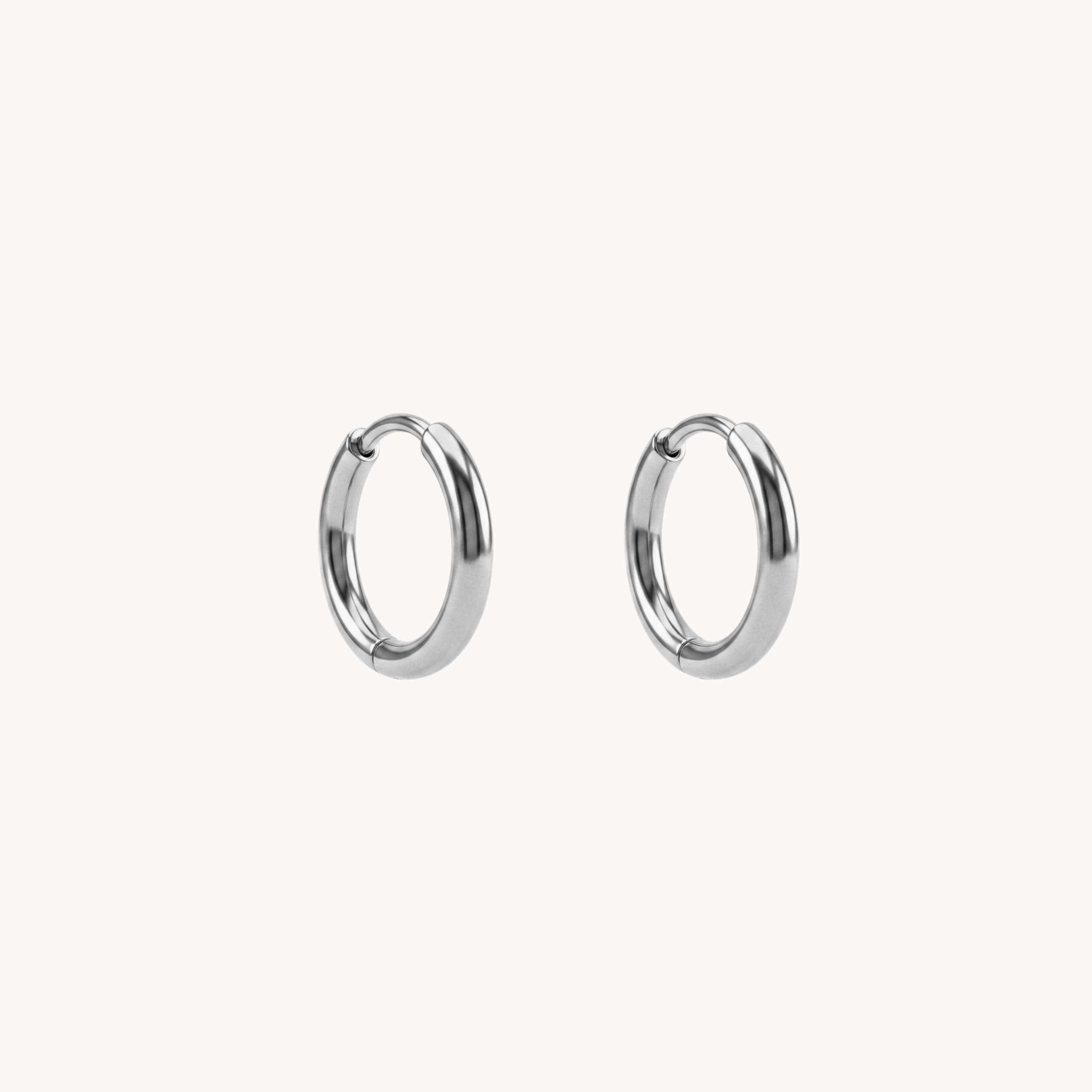 COPPIA ORECCHINI HOOPS 1.2CM - orecchini a cerchietto minimalisti piccoli huggie in acciaio