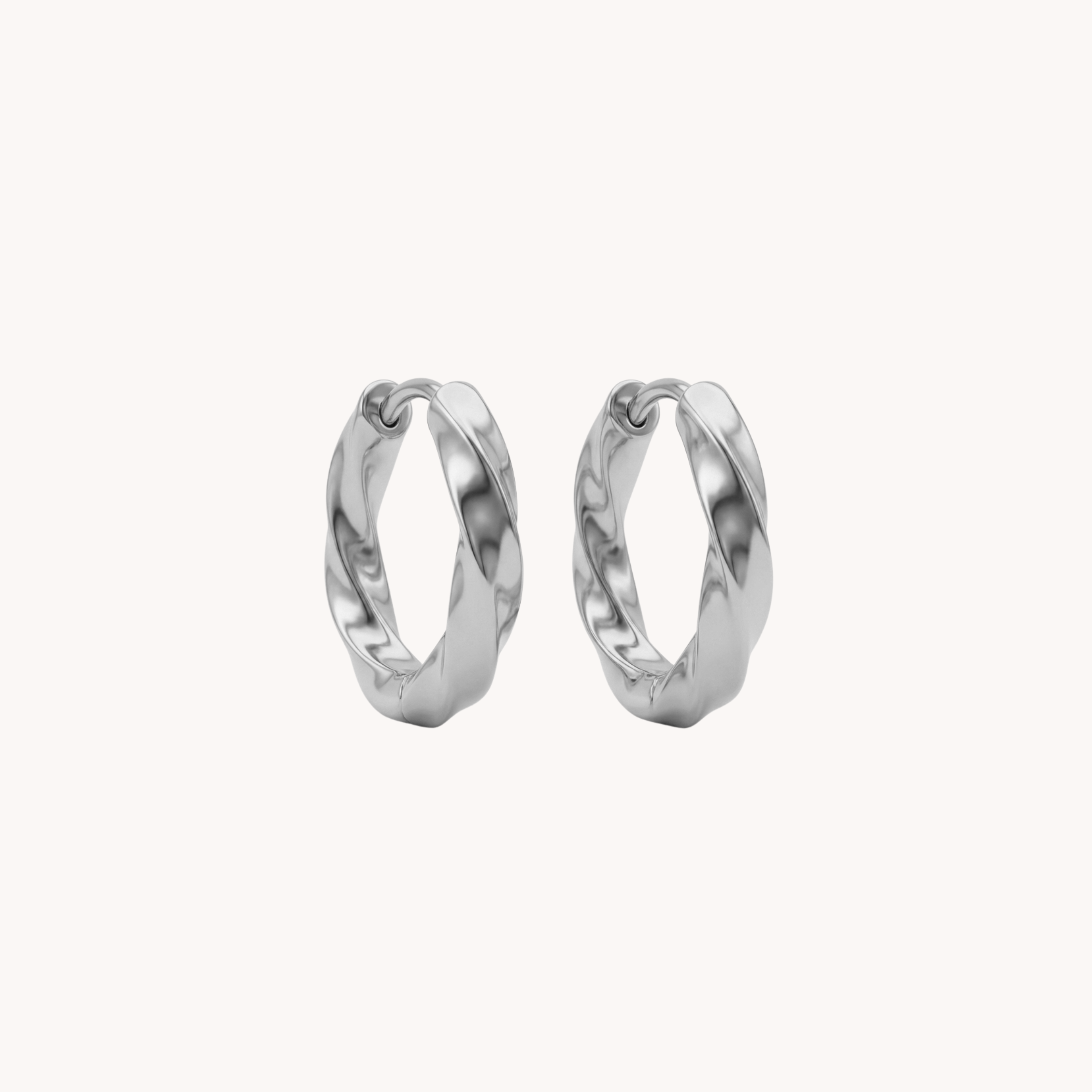 ORECCHINI TWISTED HOOPS - orecchini a cerchio compatti con texture intrecciata in acciaio