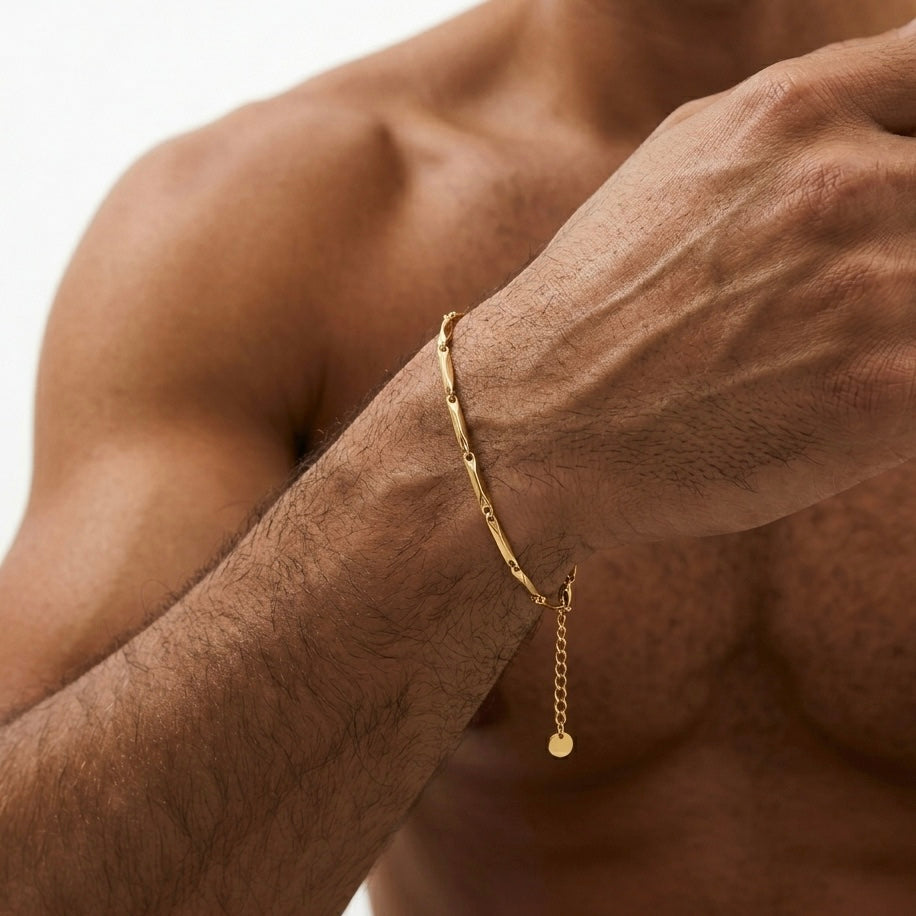 BRACCIALE TWISTED BAR - maglie cilindriche rigide ritorte in acciaio oro o argento