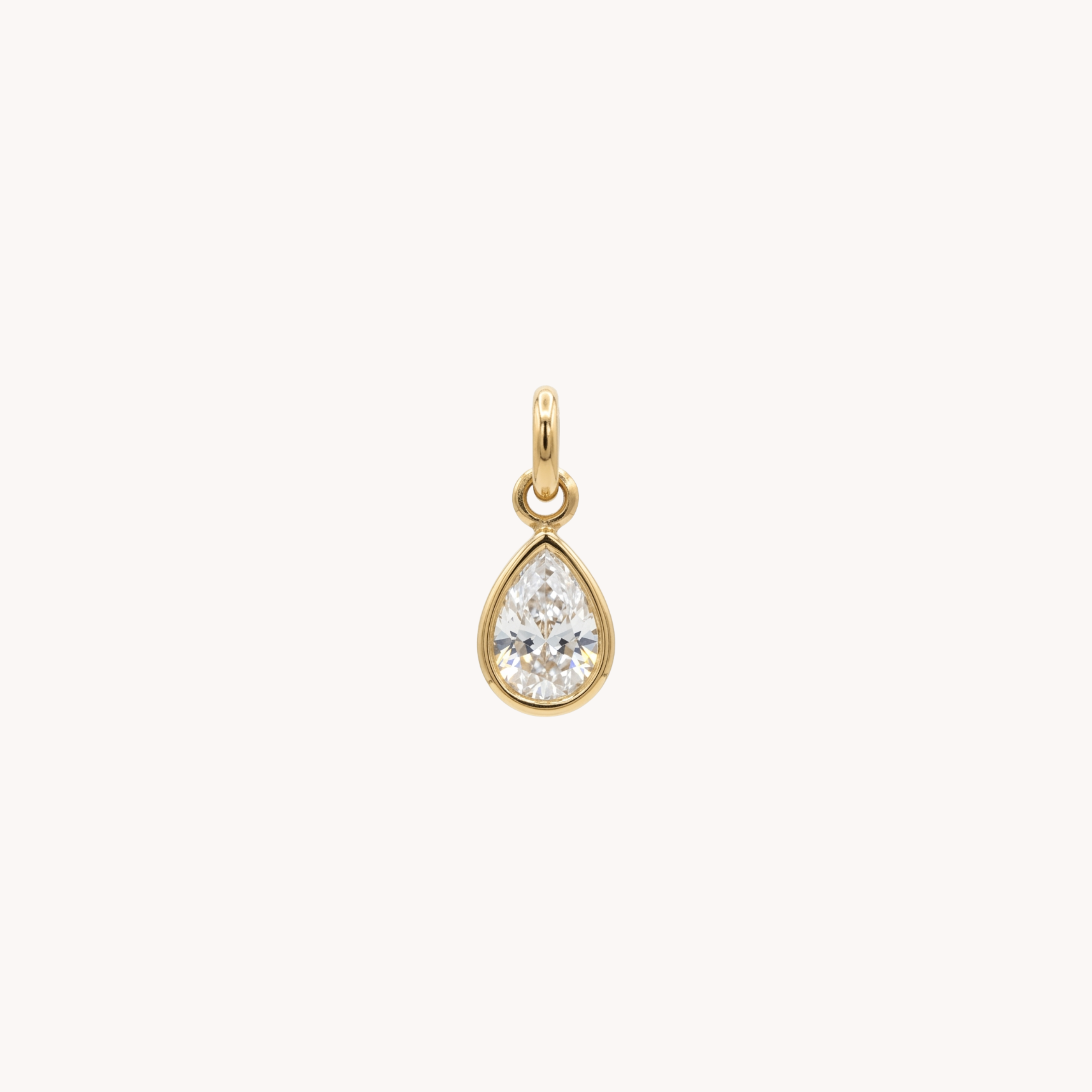 CIONDOLO GOCCIA - punto luce a goccia con zircone grande in acciaio oro o argento
