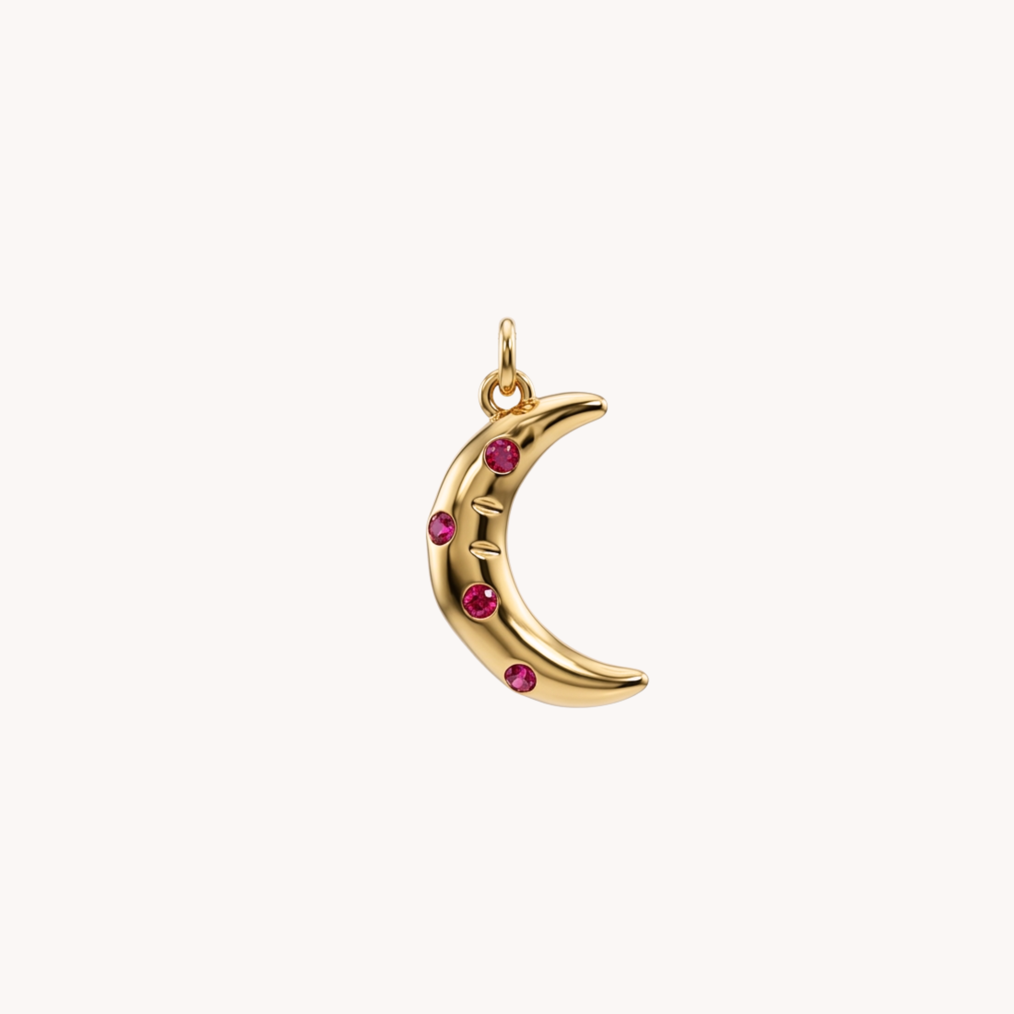 CIONDOLO LUNA CRESCENT - mezzaluna con zirconi colorati in acciaio oro