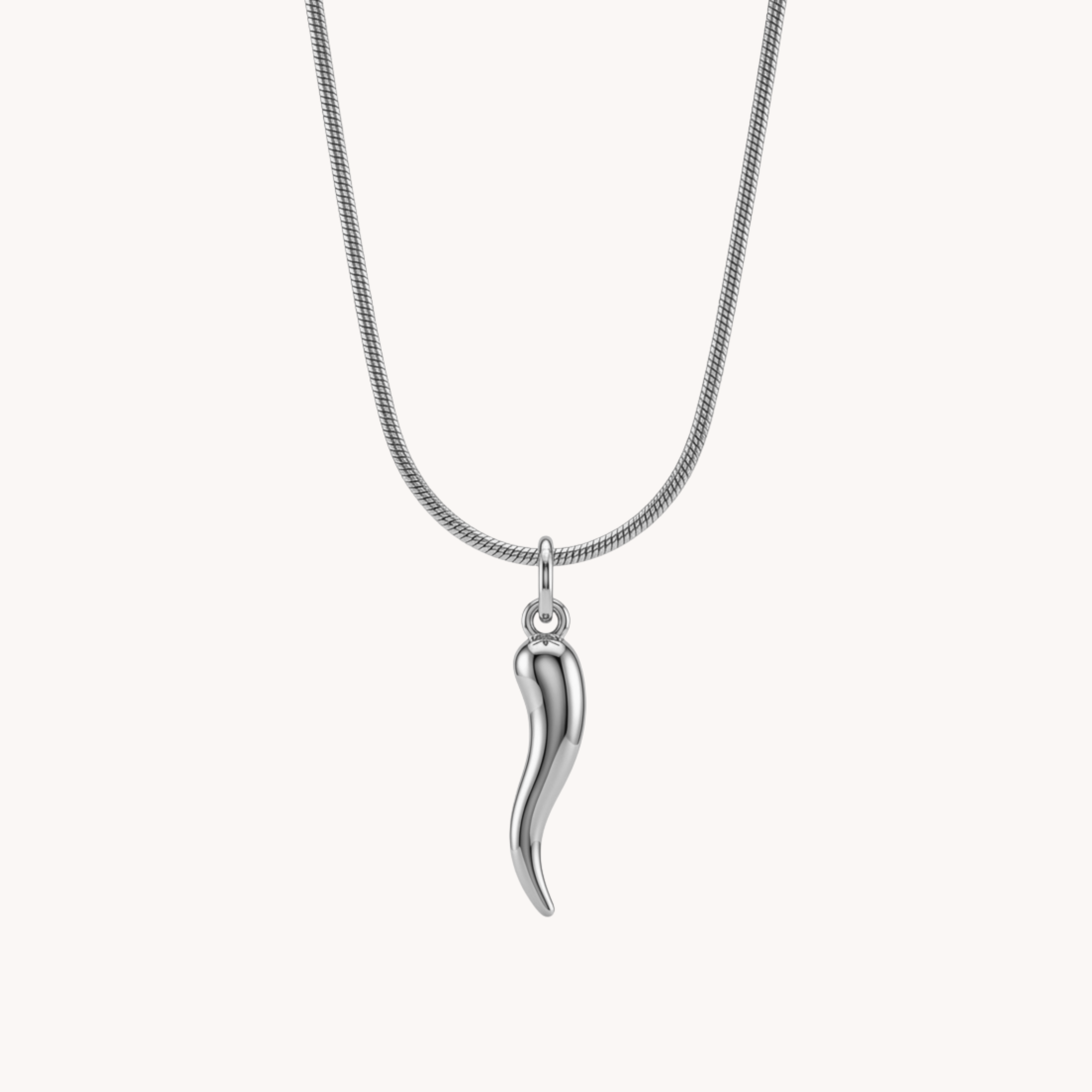 COLLANA CORNETTO - collana portafortuna con ciondolo corno napoletano lucido in acciaio