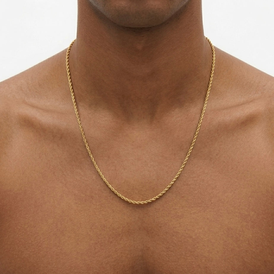 GIROCOLLO ROPE CHAIN - collana a catena ritorta a fune da uomo in acciaio oro o argento