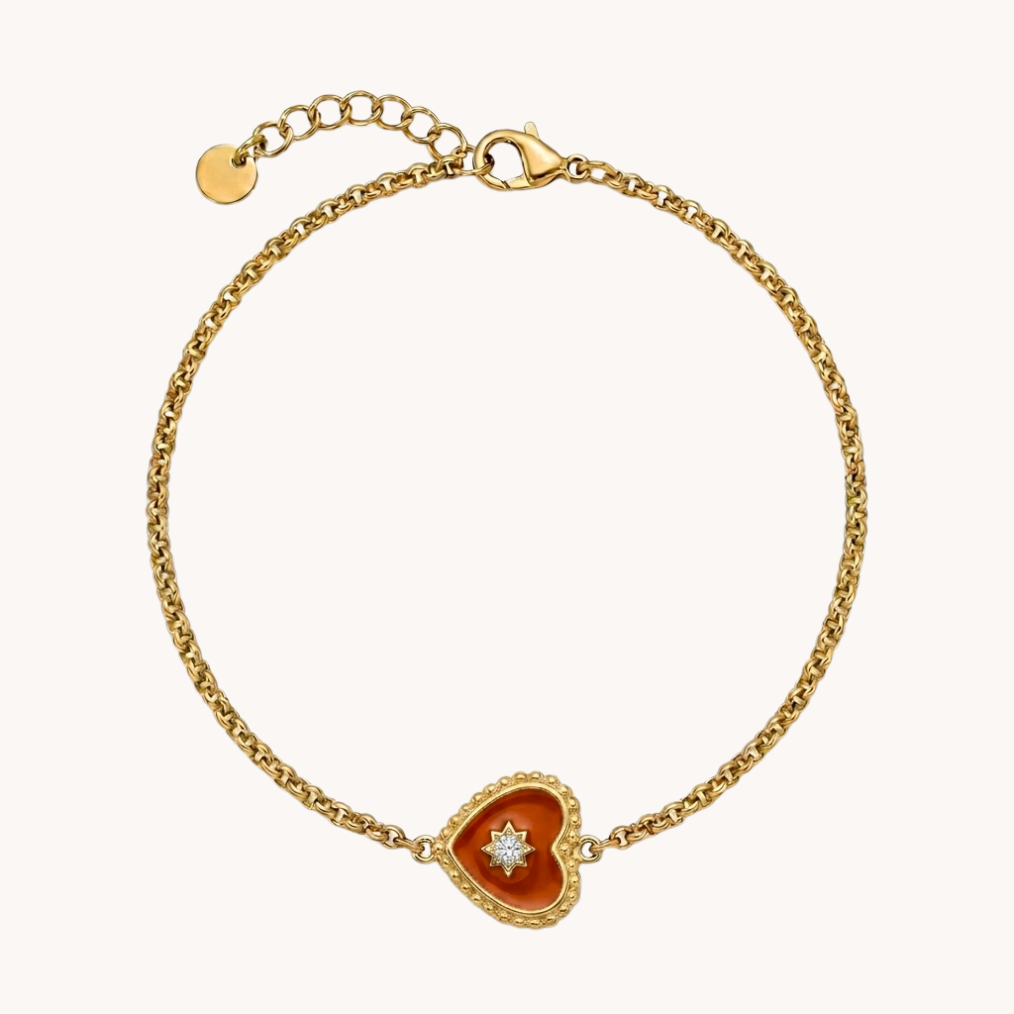 BRACCIALE HEART STAR - bracciale con catenina texturizzata e ciondolo cuore smaltatoin acciaio
