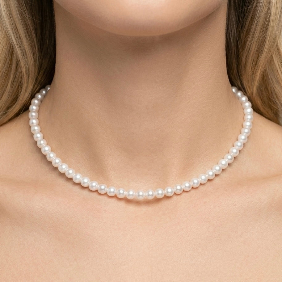 GIROCOLLO PERLINE NATURALI - collana di perle con cursore regolabile in acciaio