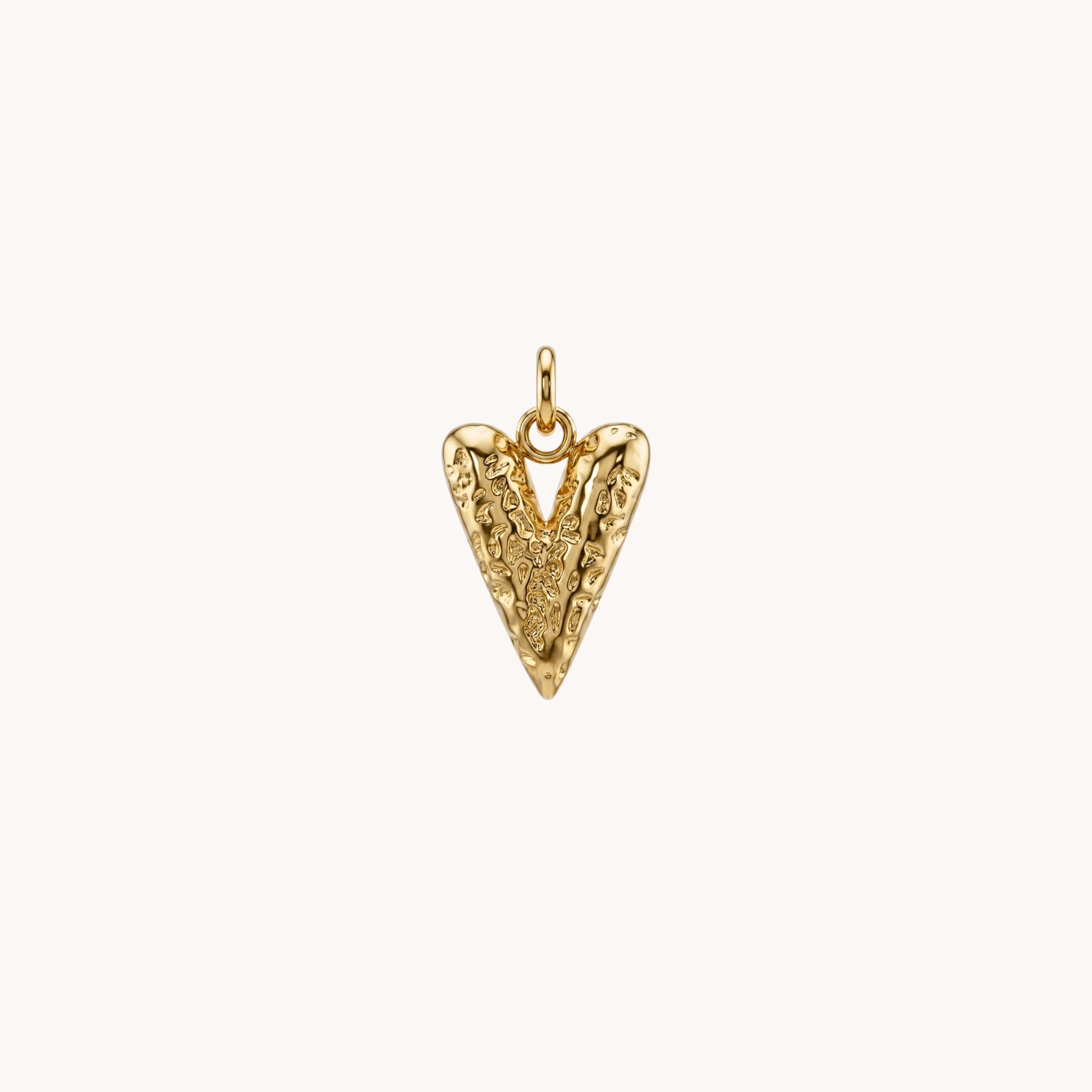 CIONDOLO CUORE MARTELLATO - cuore con texture martellata in acciaio argento o oro