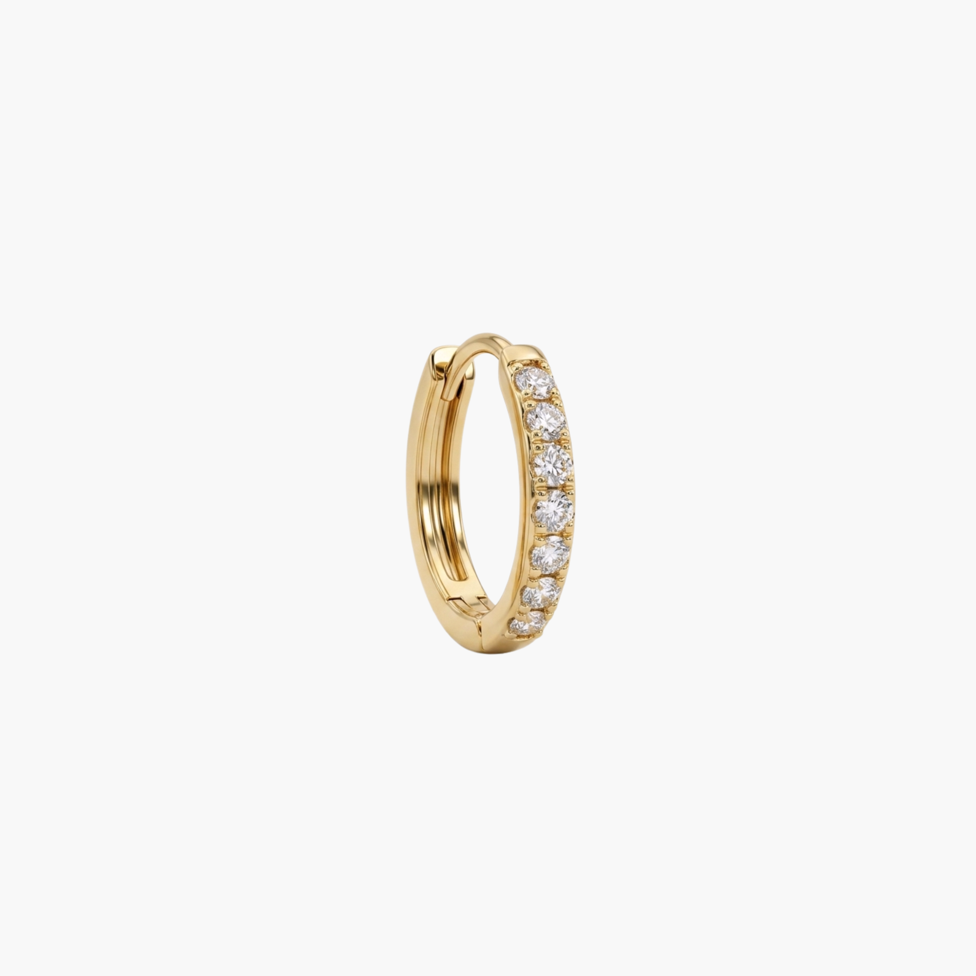 MONO ORECCHINO ZIRCONATO SHINE - orecchino singolo a cerchio da uomo con pavé di zirconi bianchi in acciaio oro o argento