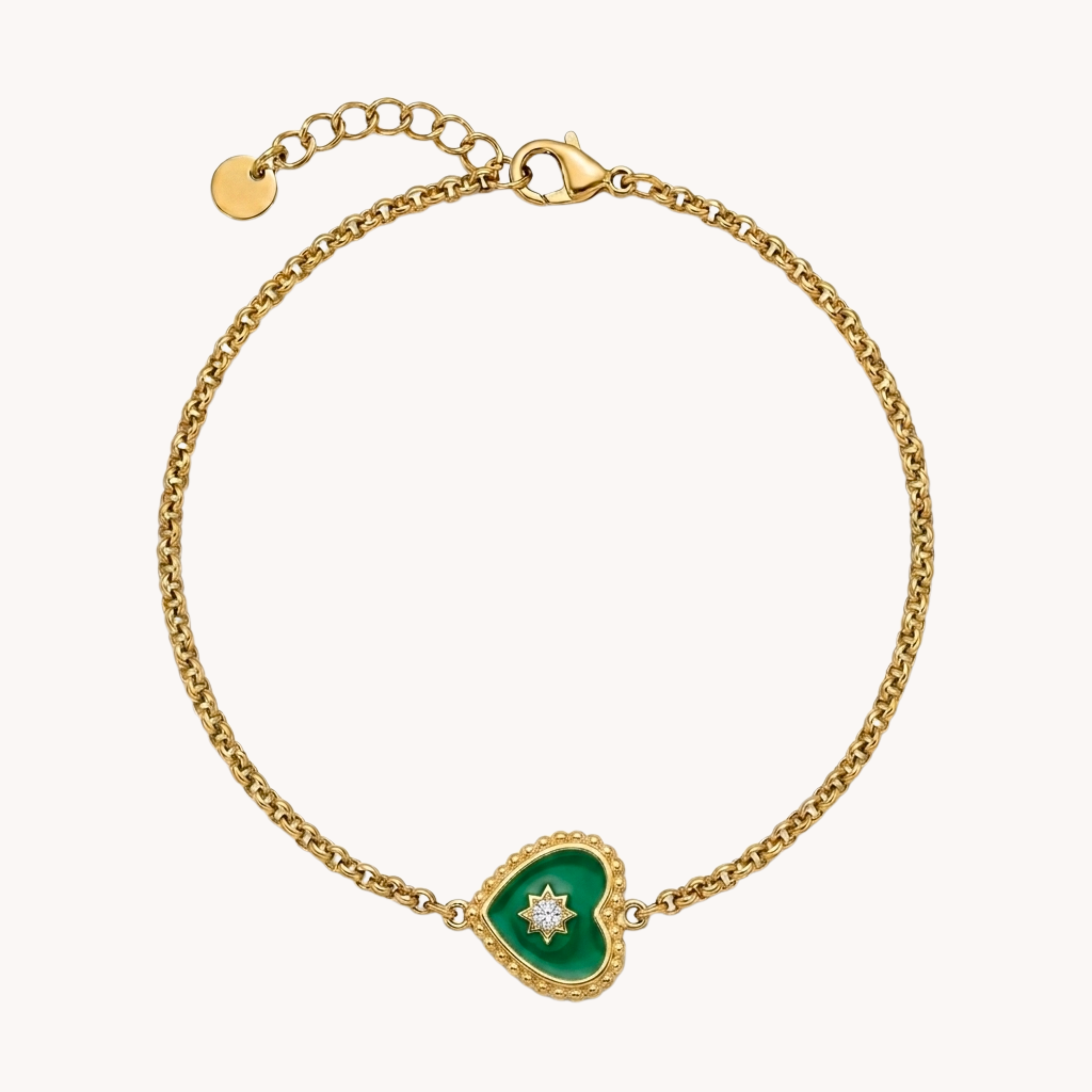 BRACCIALE HEART STAR - bracciale con catenina texturizzata e ciondolo cuore smaltatoin acciaio