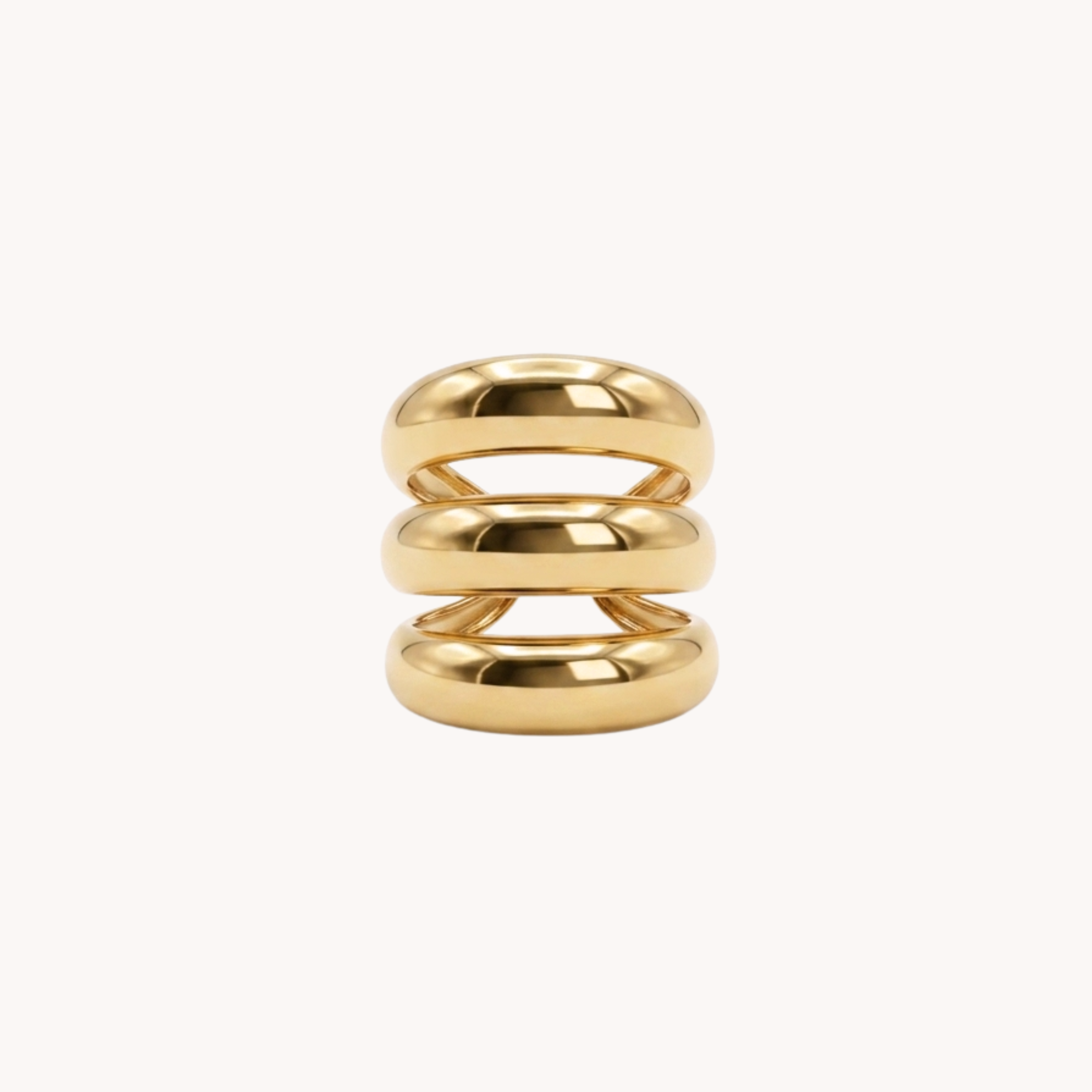 ANELLO TRINITY BOLD - anello a fascia tripla bombata stile chunky in acciaio