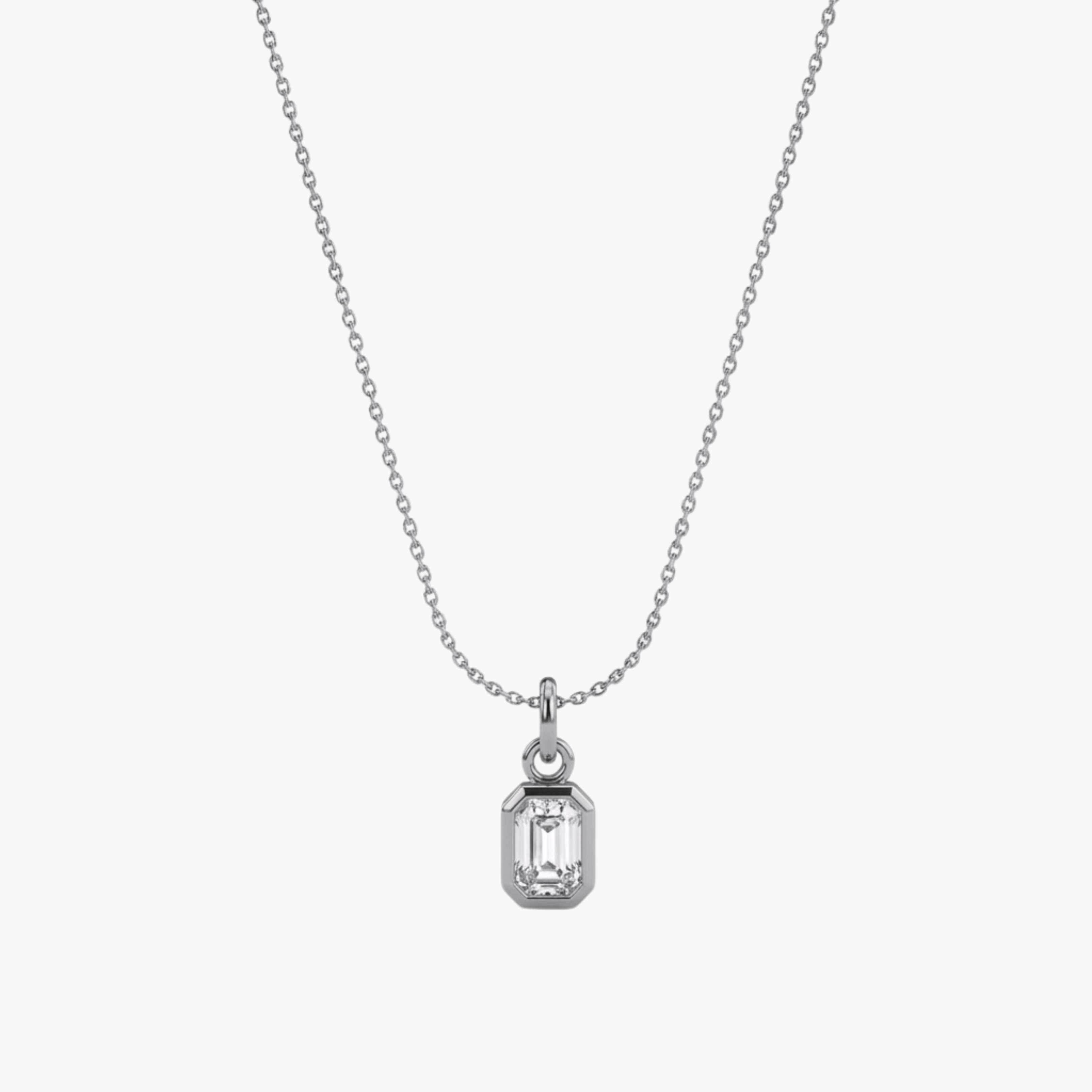 COLLANA ZIRCONE MINI BIANCO - collana da uomo con ciondolo cristallo rettangolare bianco completa di catenina in acciaio oro