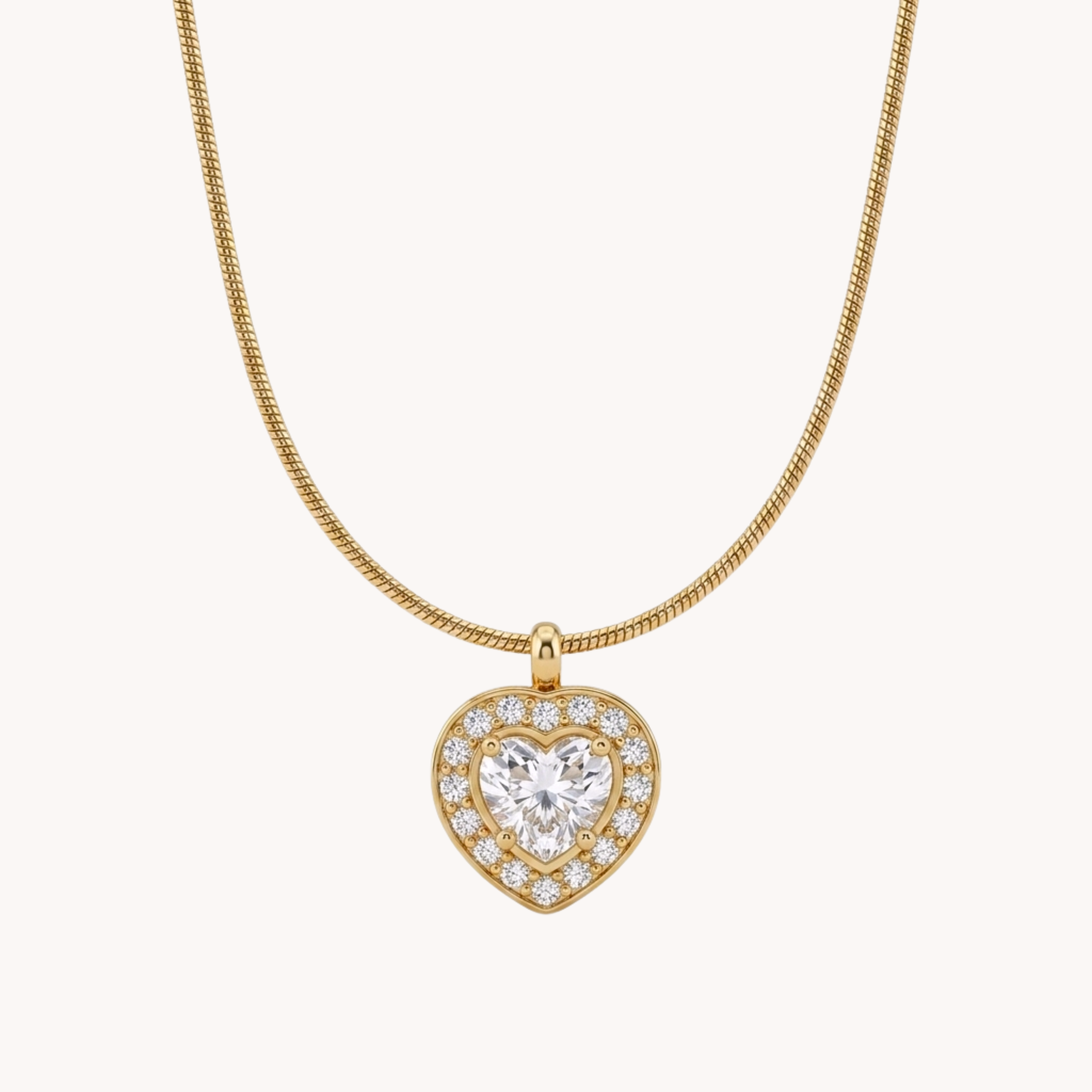 COLLANA INFINITE LOVE - collana a catena snake con ciondolo a cuore e cursore regolabile in acciaio oro