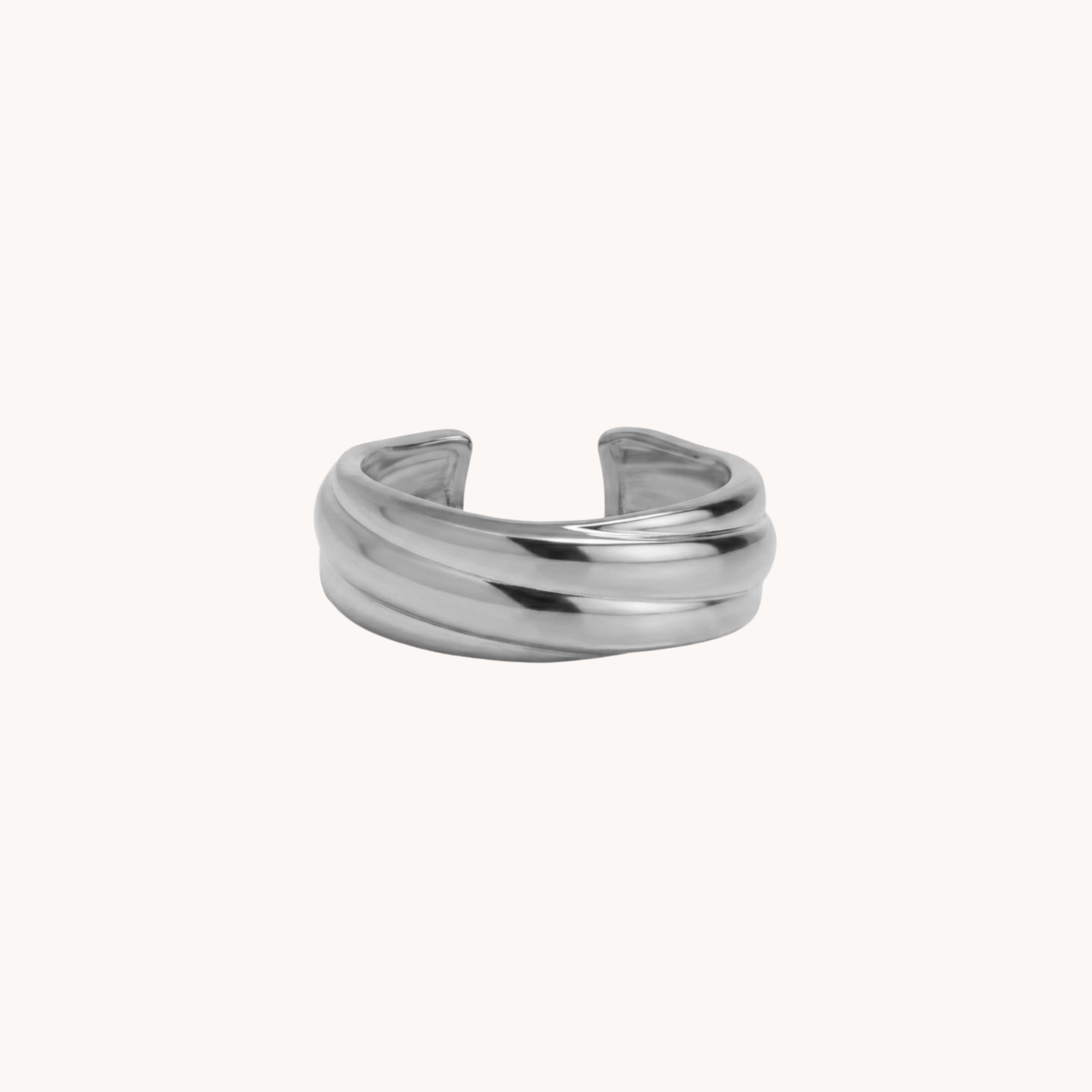 ANELLO DUNES - anello a fascia media regolabile bombato a onde in acciaio oro o argento