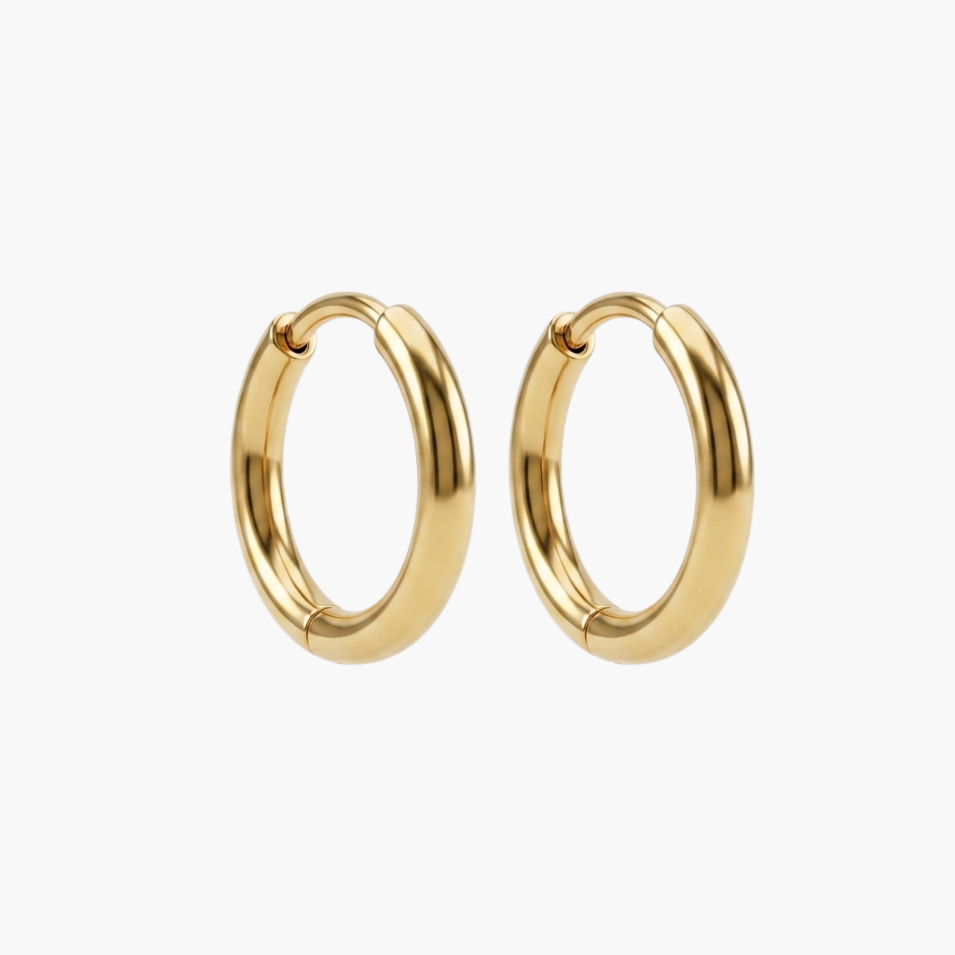 COPPIA ORECCHINI 1.5CM - orecchini a cerchio medio da uomo classici e lisci in acciaio oro o argento