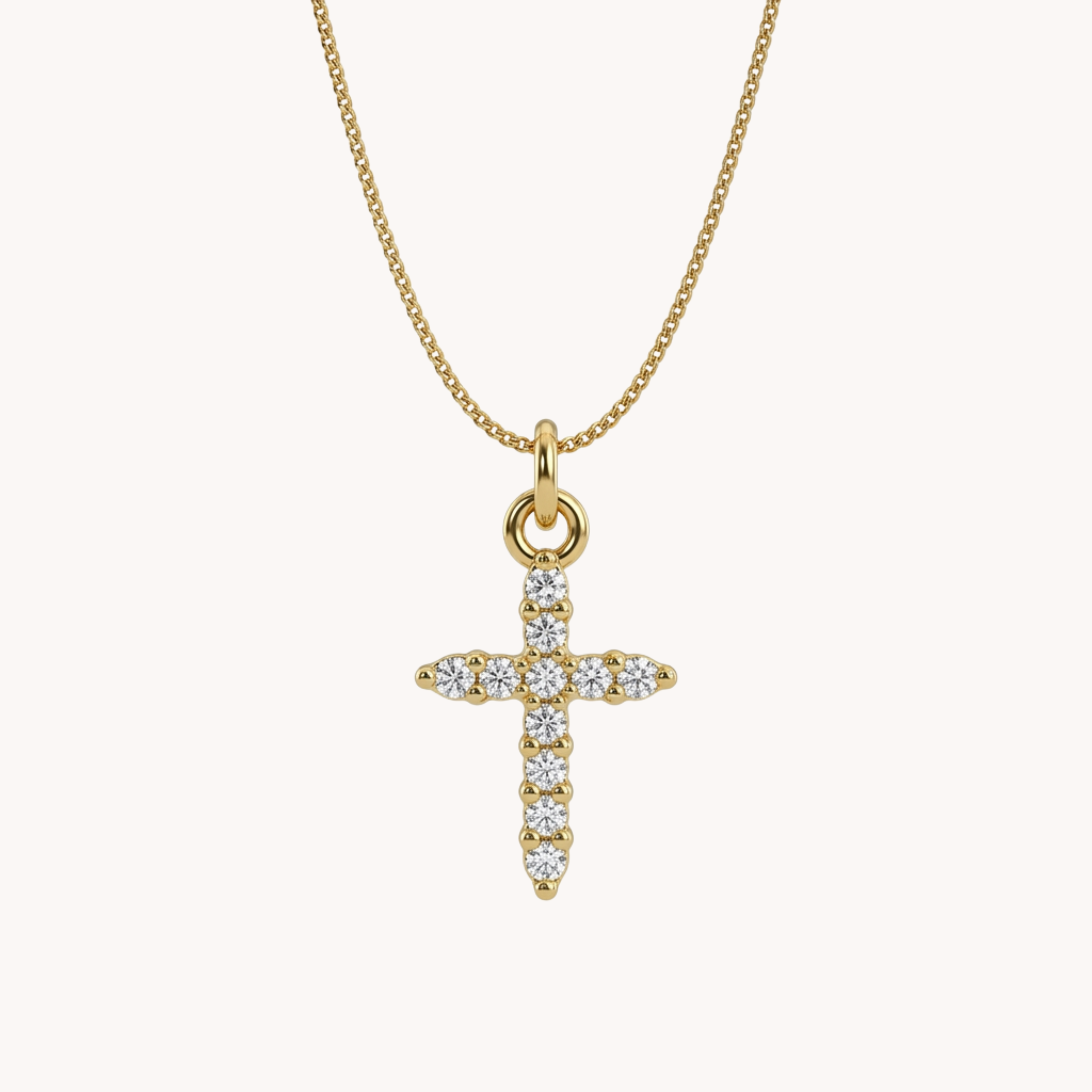 COLLANA CROCE SHINE - catenina sottile con ciondolo croce di zirconi brillanti in acciaio