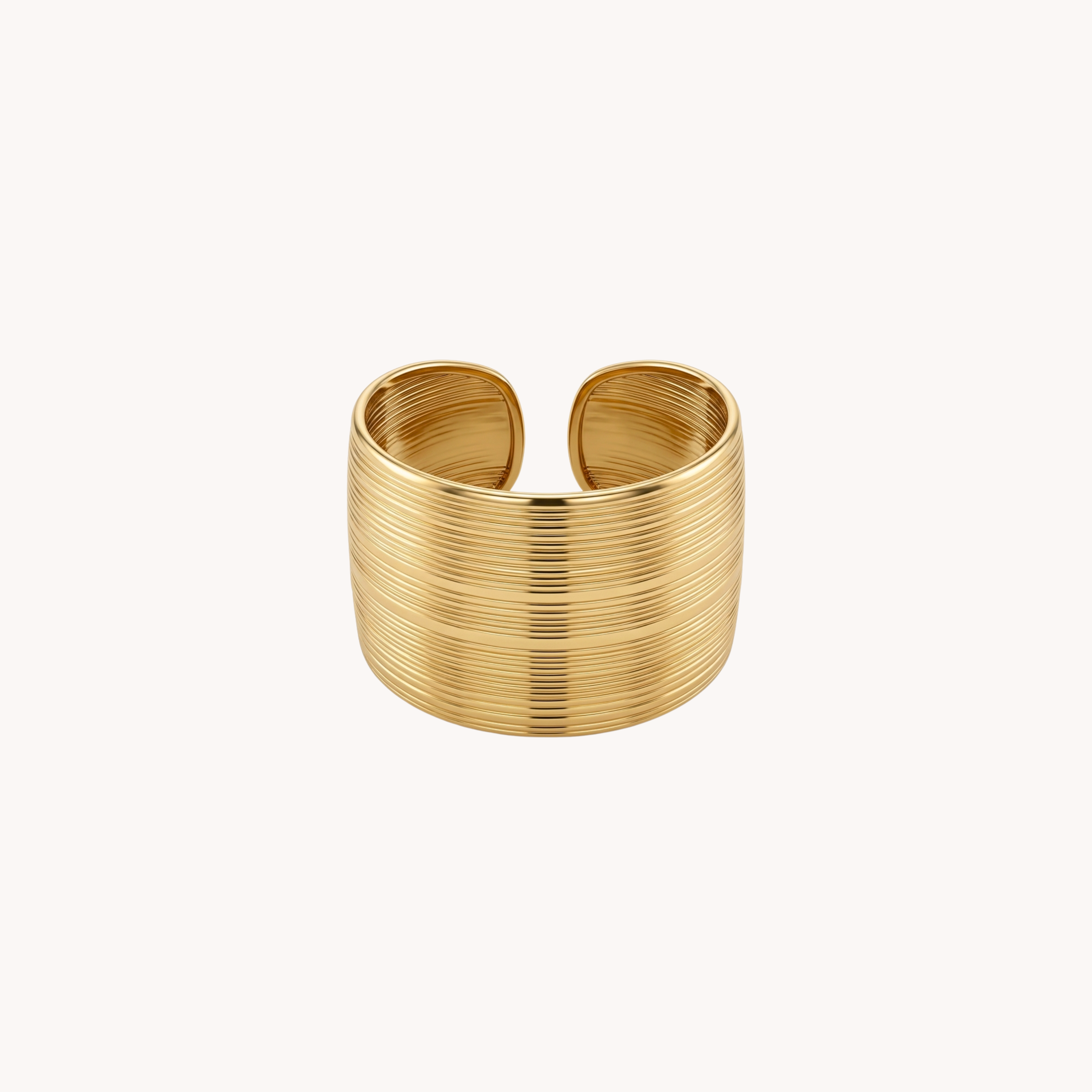ANELLO LINES - anello a fascia alta regolabile con texture striata millerighe in acciaio