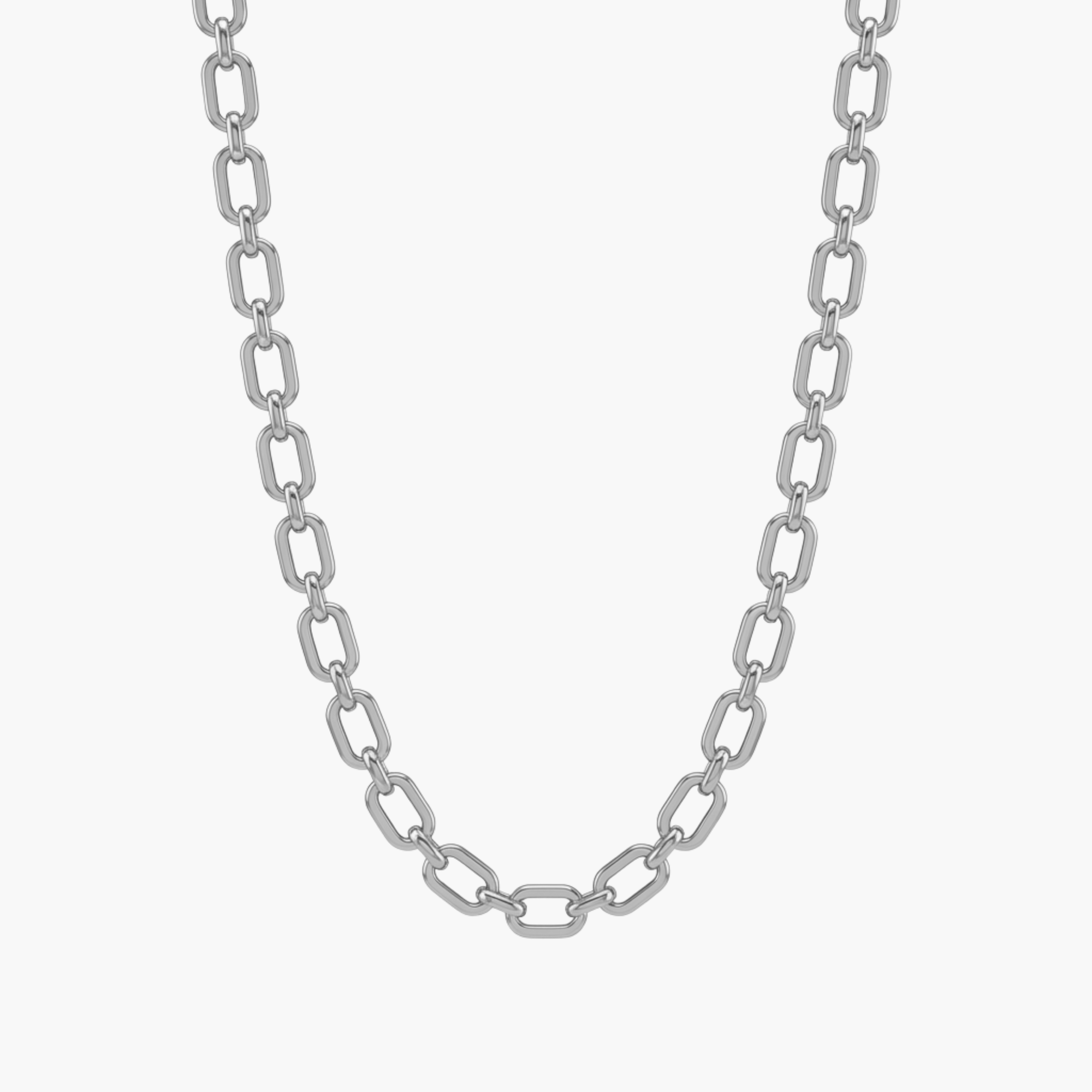 GIROCOLLO RECTANGLE LINK - catena a maglie rettangolari spesse da uomo in acciaio oro o argento
