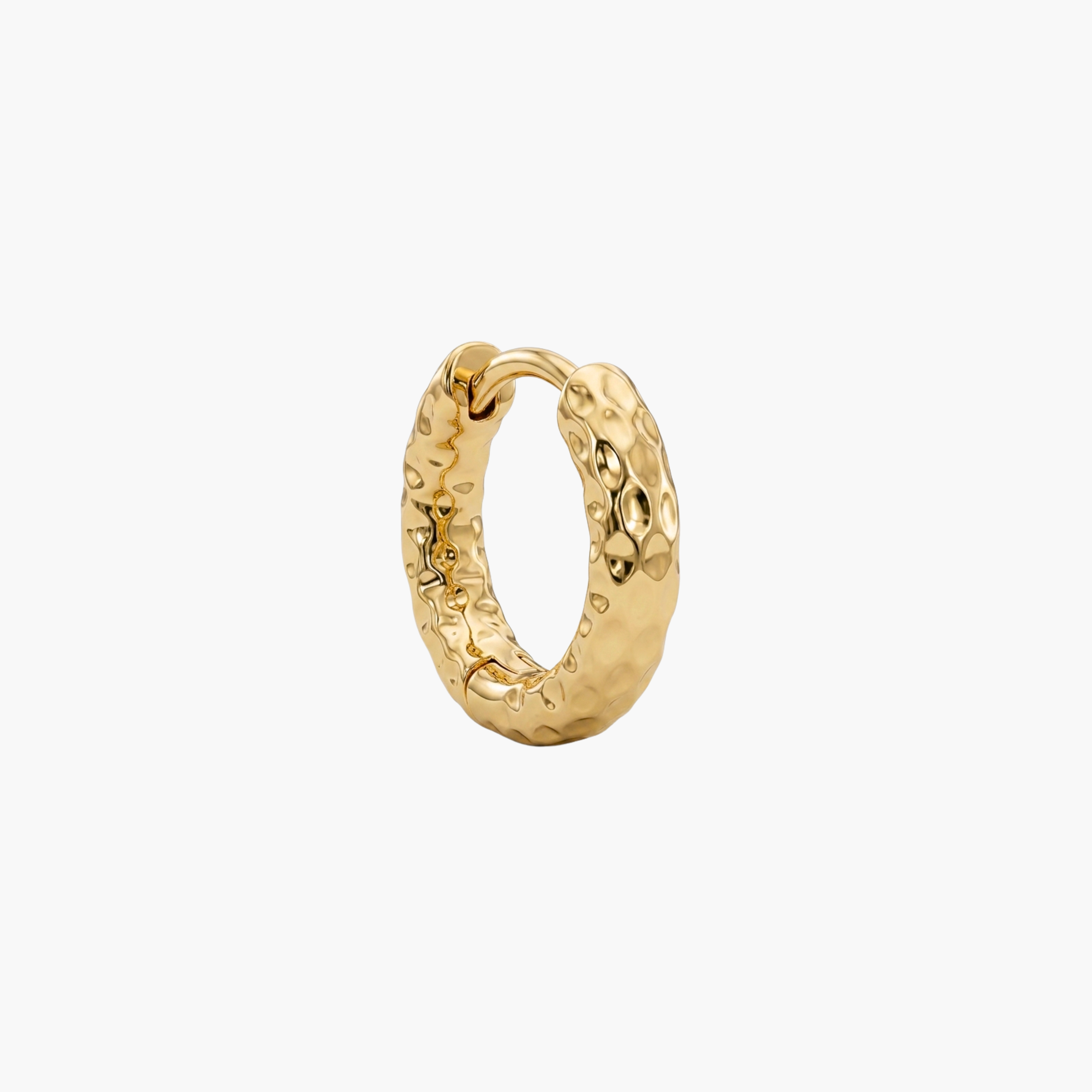 MONO ORECCHINO MARTELLATO - cerchio da uomo martellato effetto pietra grezza in acciaio oro o argento