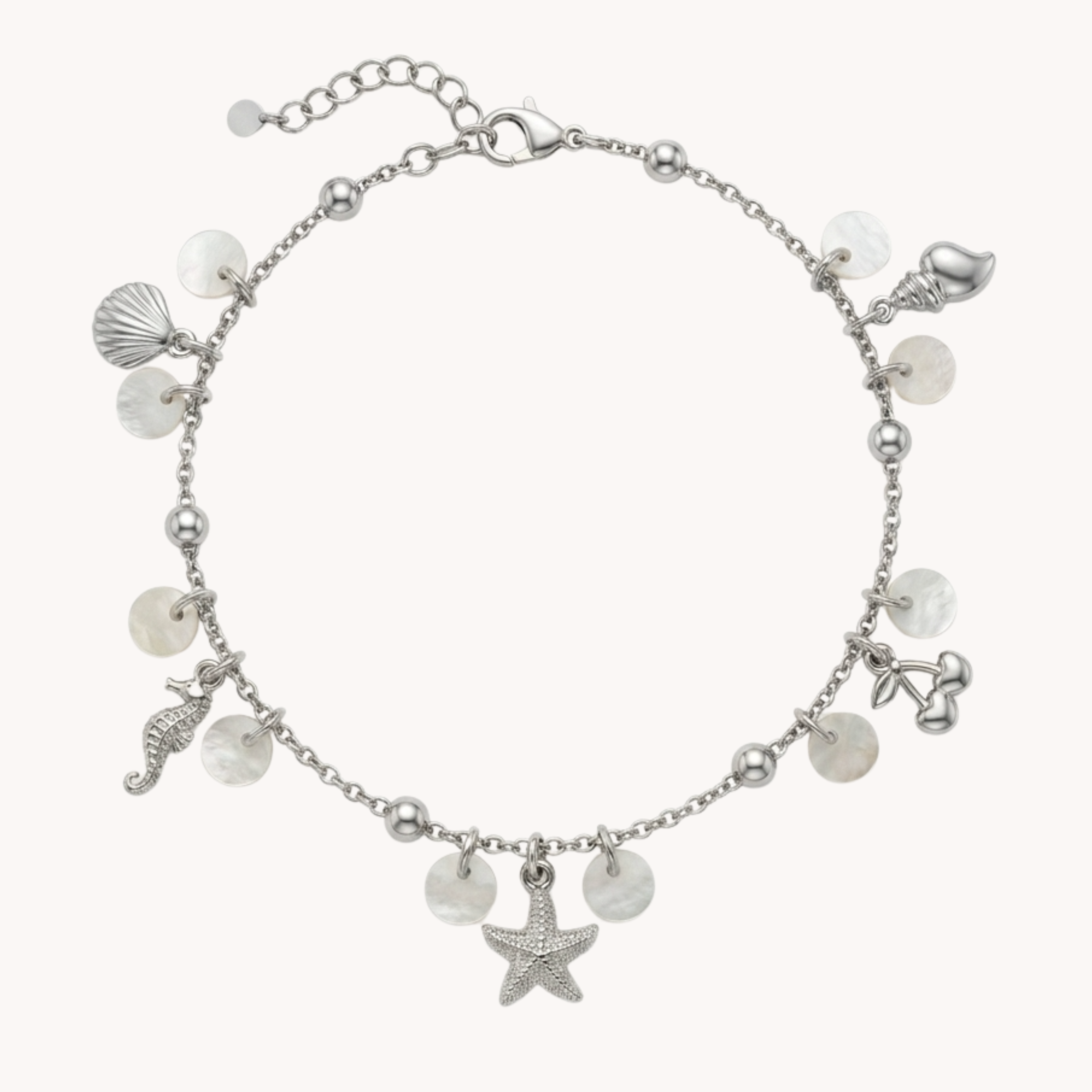 CAVIGLIERA OCEAN TREASURE - charms marini e madreperla in acciaio