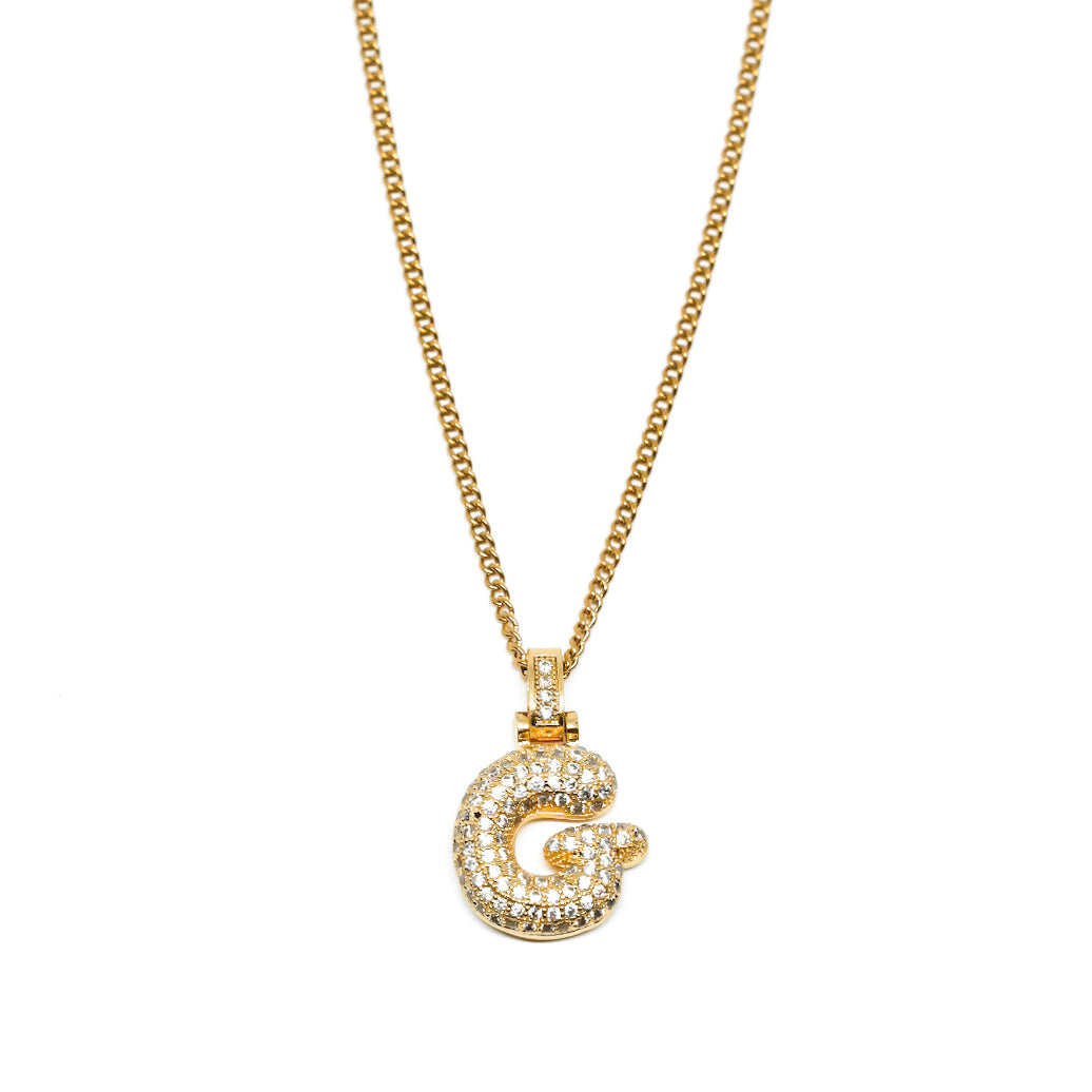 COLLANA LETTERA ZIRCONATA ORO