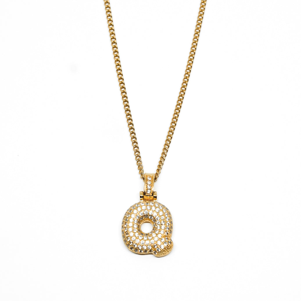 COLLANA LETTERA ZIRCONATA ORO