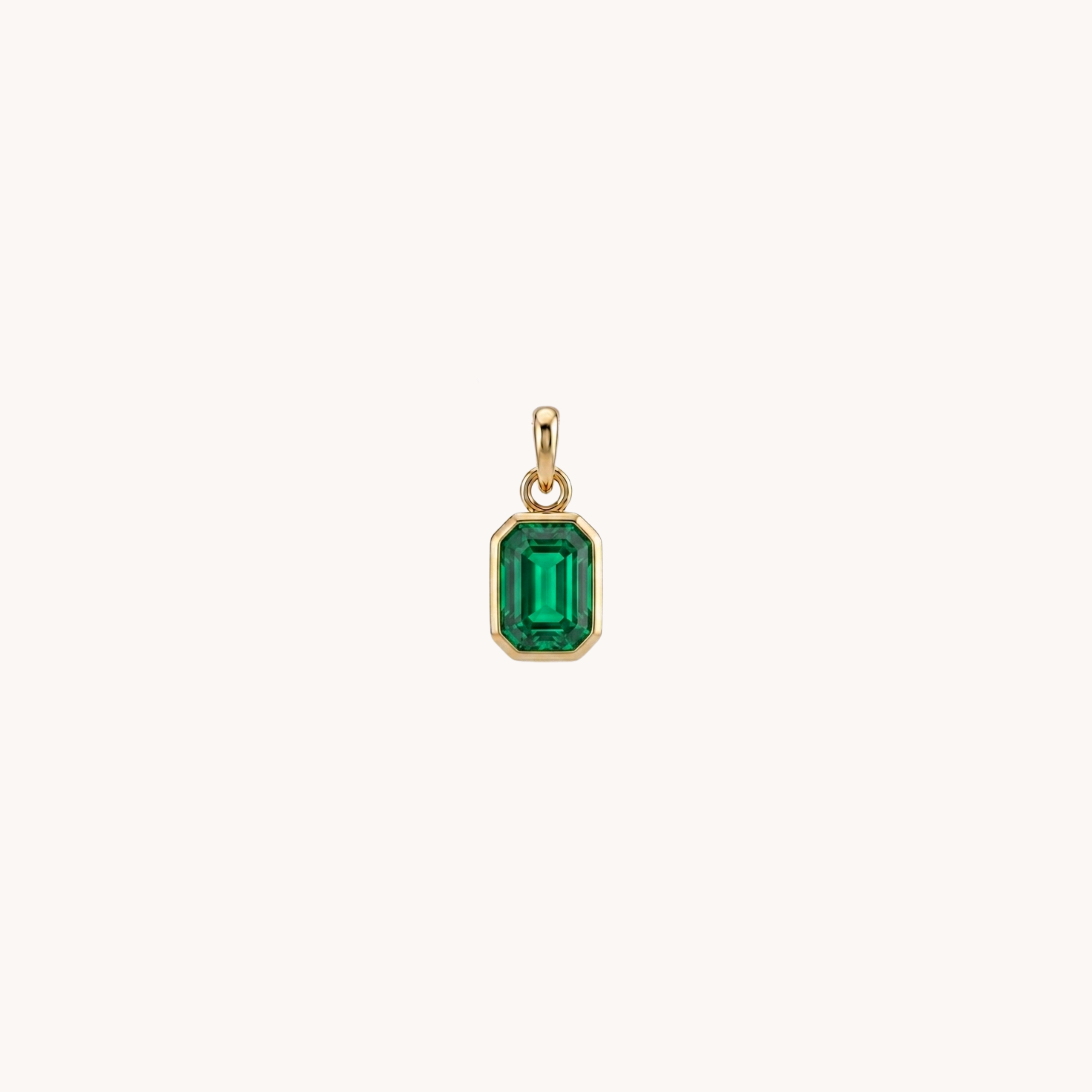CIONDOLO PIETRA MINI - punto luce rettangolare verde smeraldo in acciaio oro o argento