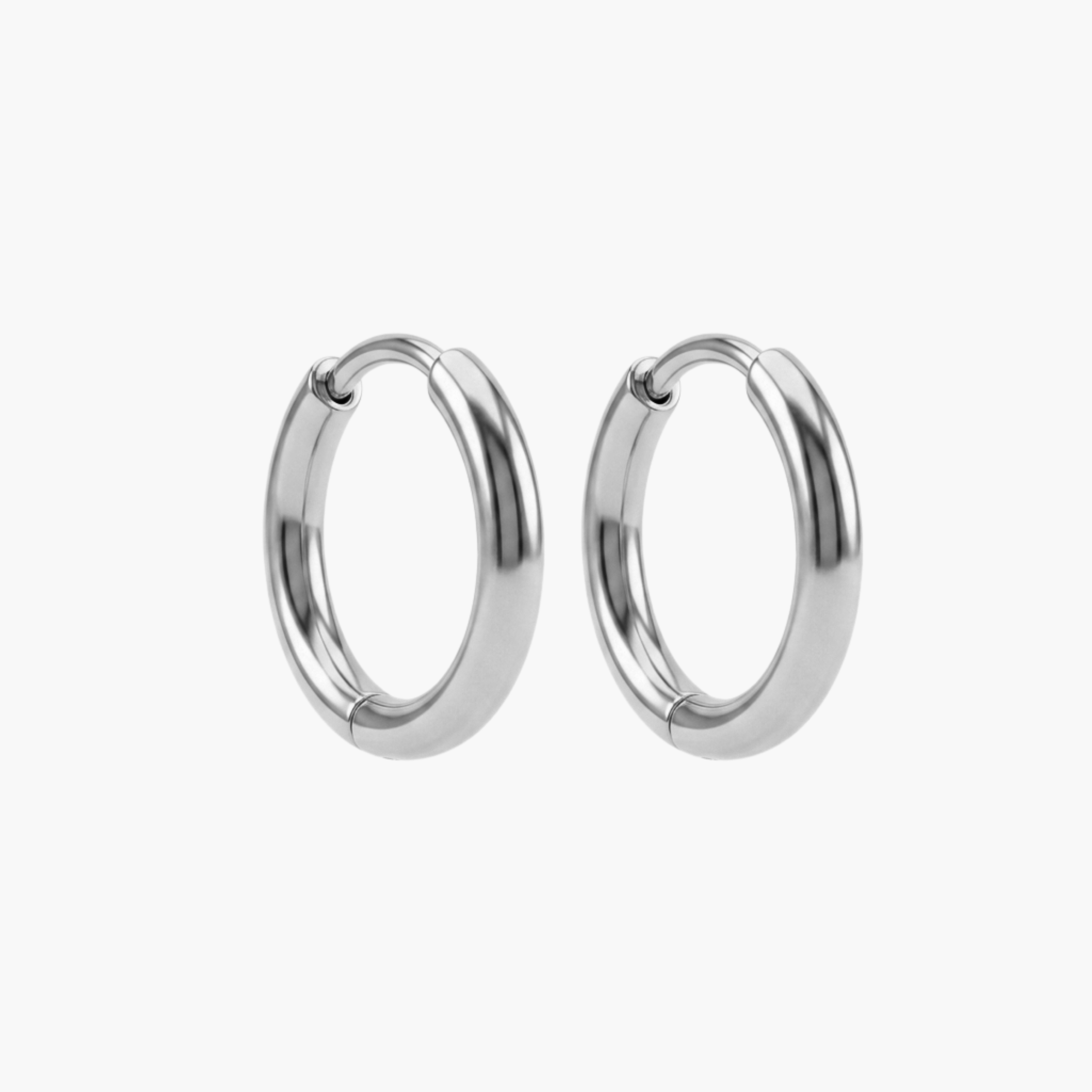 COPPIA ORECCHINI 1.5CM - orecchini a cerchio medio da uomo classici e lisci in acciaio oro o argento