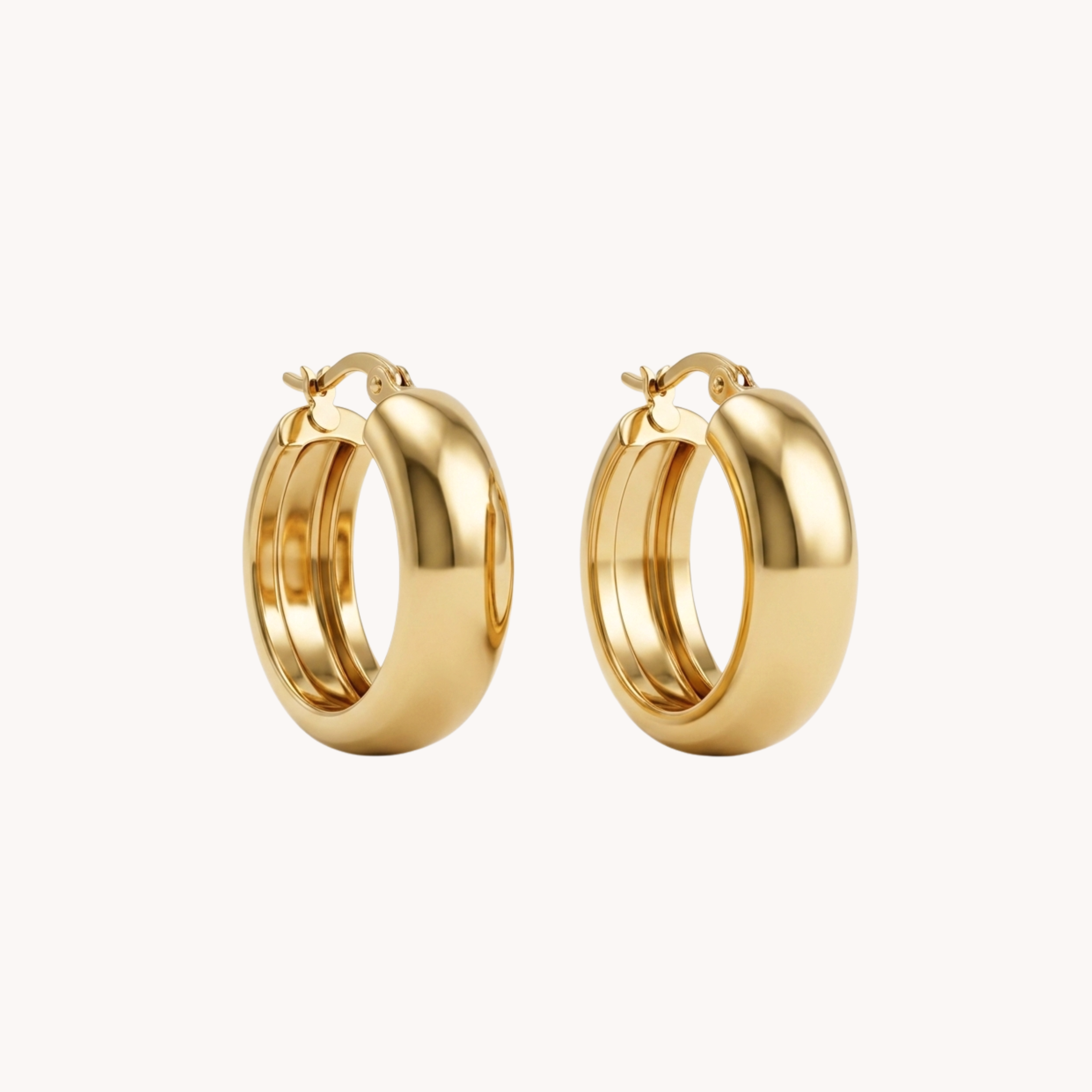 ORECCHINI CHUNKY HOOPS 2.5CM - orecchini a cerchio bombati e spessi in acciaio