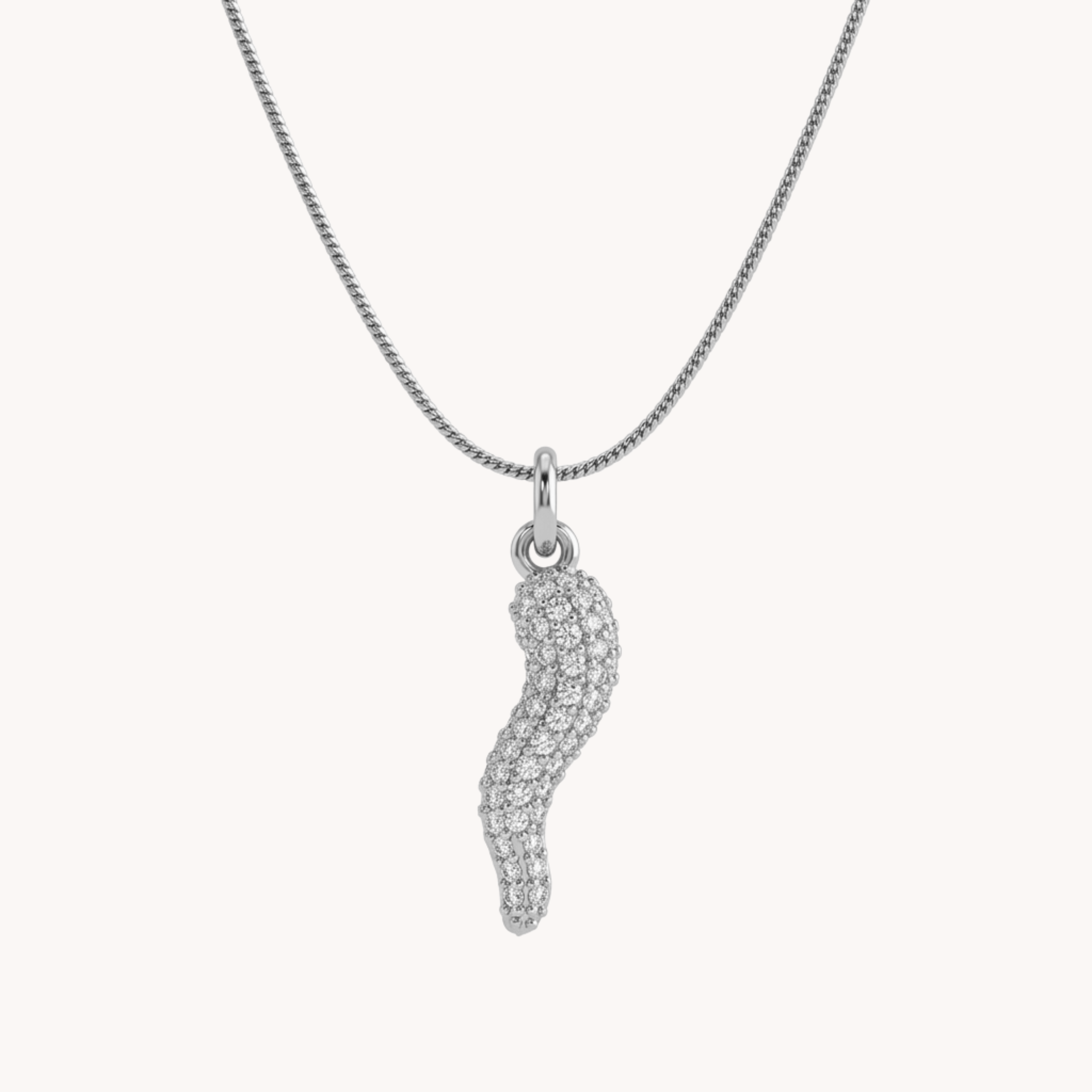 COLLANA CORNETTO LUXE SHINE - collana portafortuna con ciondolo corno napoletano di zirconi in acciaio