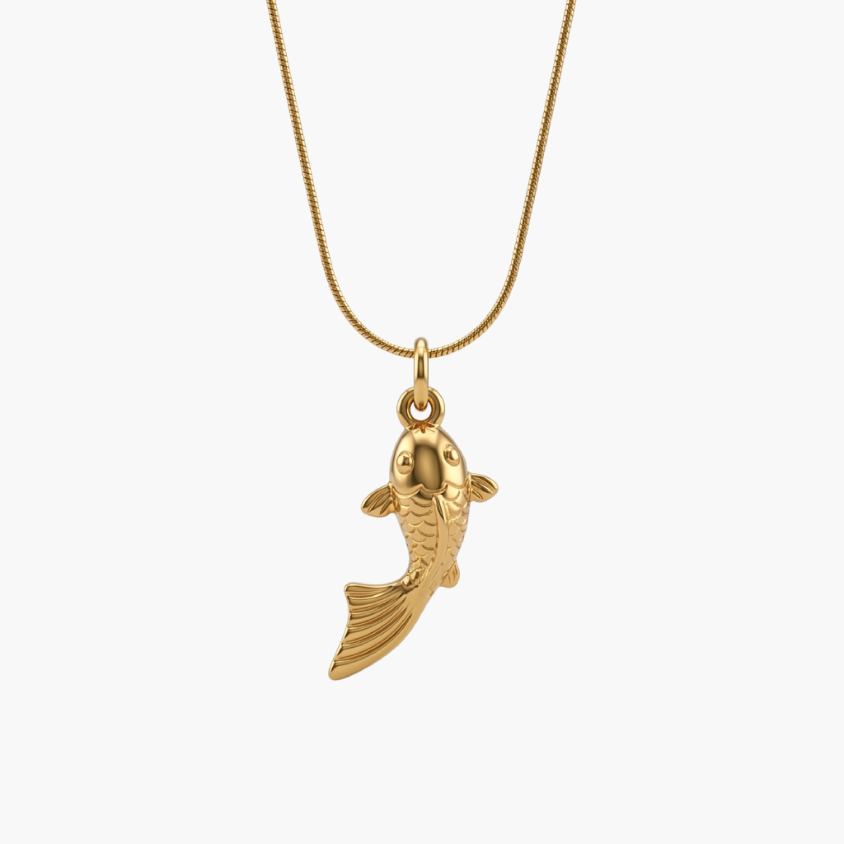 COLLANA KOI FISH LUCK - collana da uomo con ciondolo pesce carpa koi portafortuna completa di catenina in acciaio oro