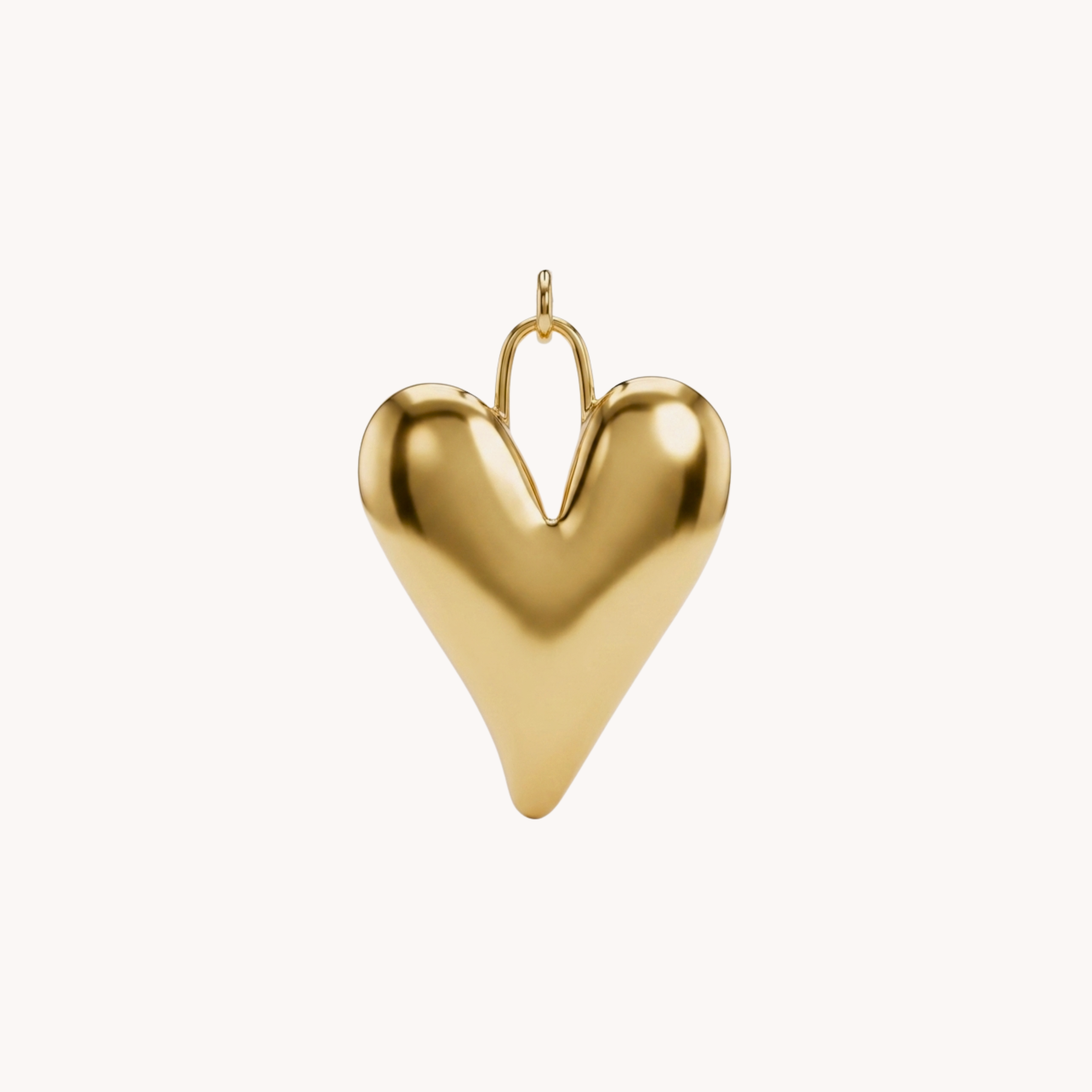 CIONDOLO BOLD AMOUR - cuore bombato liscio a specchio in acciaio oro o argento
