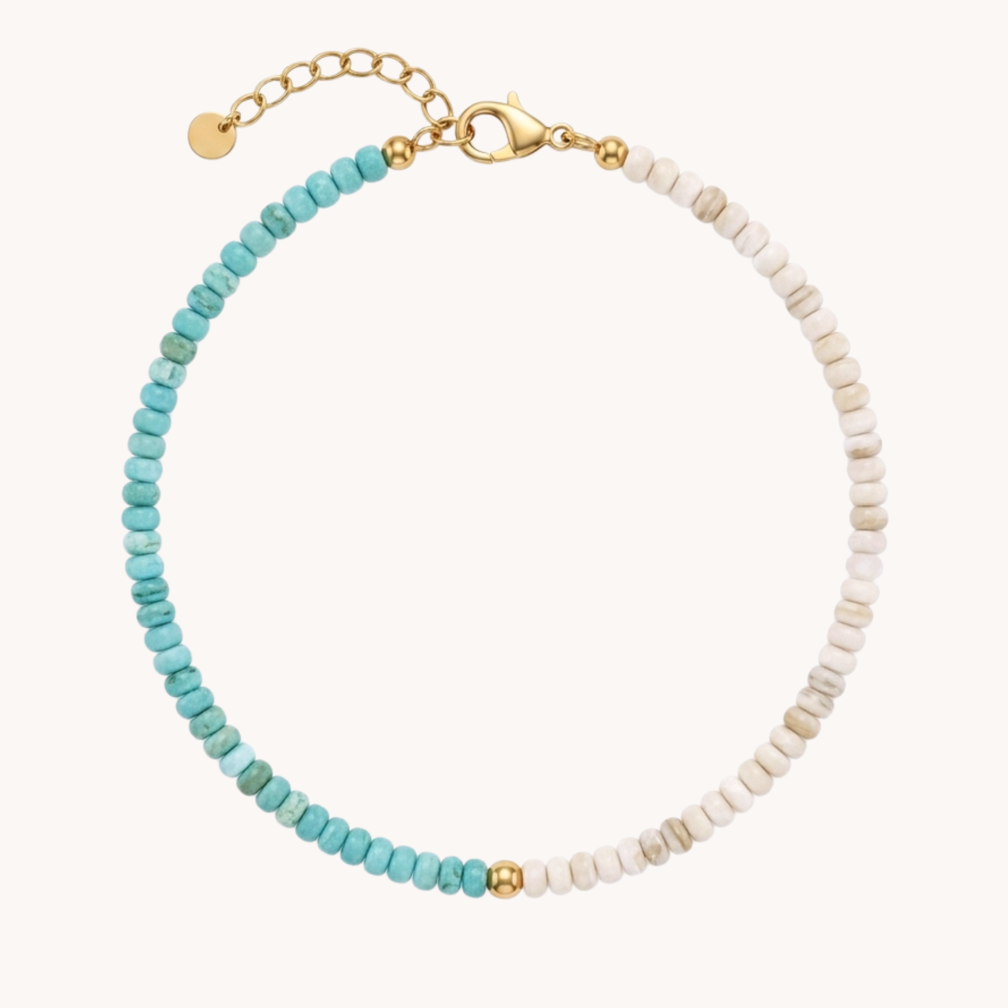 CAVIGLIERA TURQUOISE & WHITE CANDY - perline bicolore azzurra e bianca