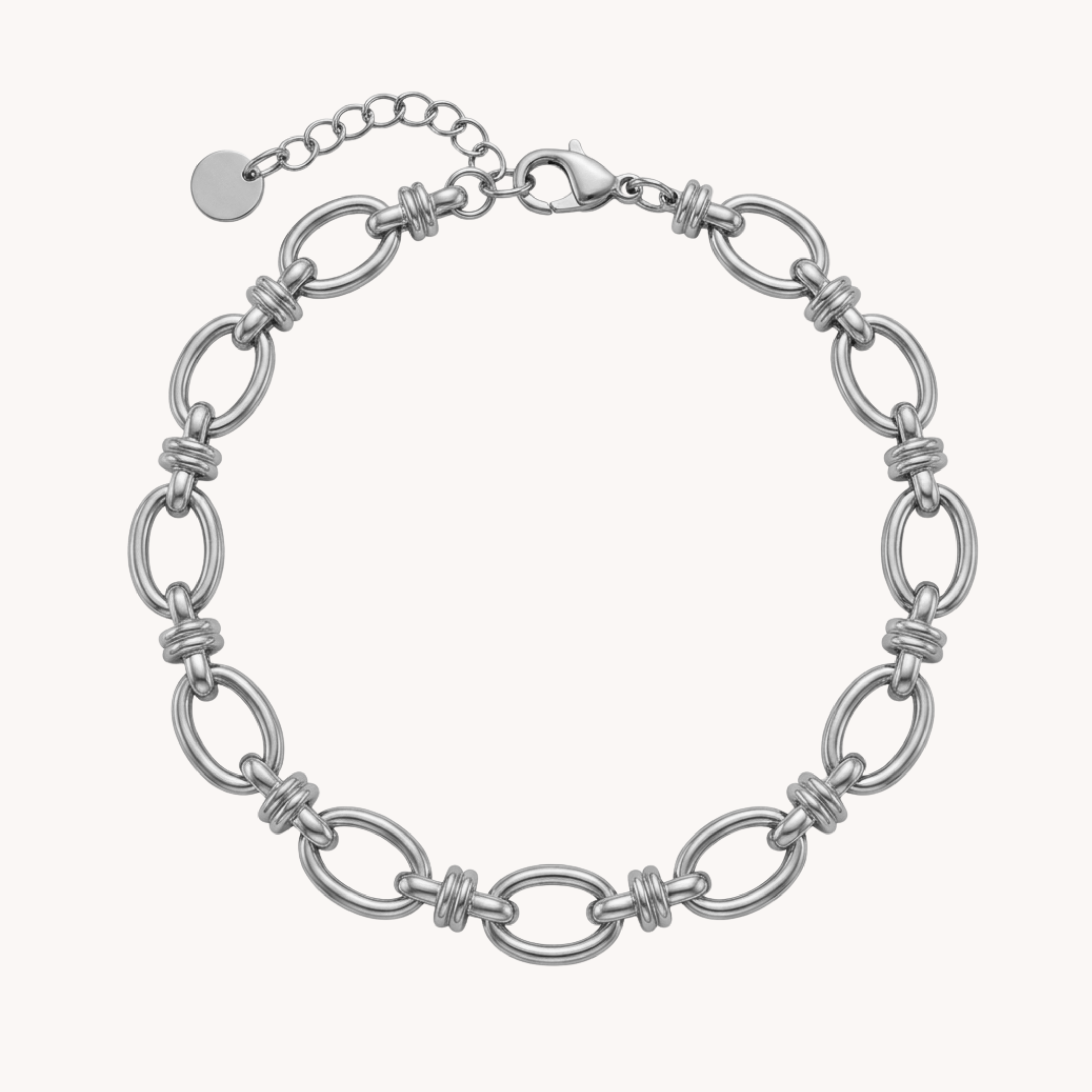 BRACCIALE FANCY LINK - bracciale a catena con maglie ovali e dettagli intrecciati a croce in acciaio oro