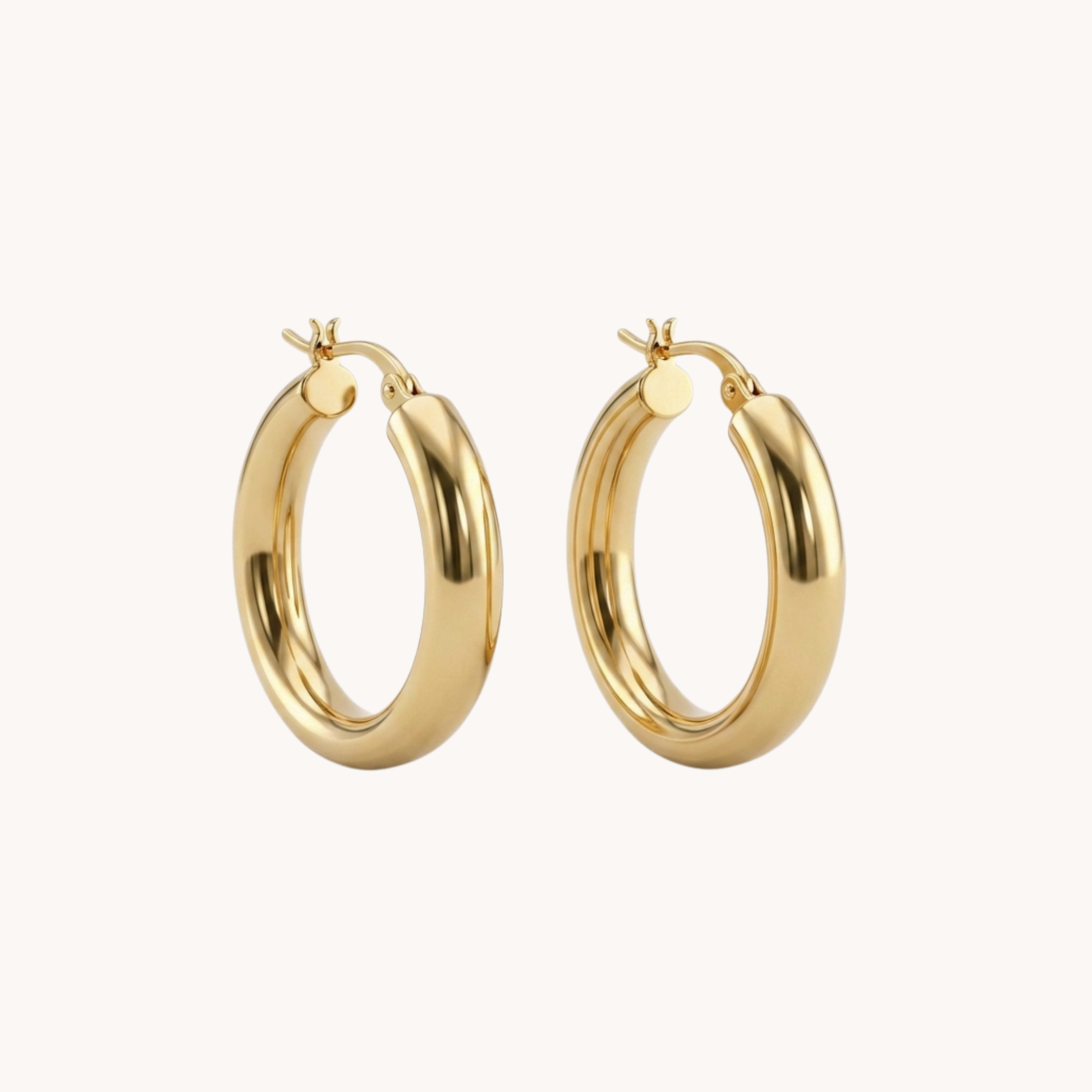 ORECCHINI CHUNKY HOOPS 3CM - orecchini a cerchio grandi bombati e spessi in acciaio