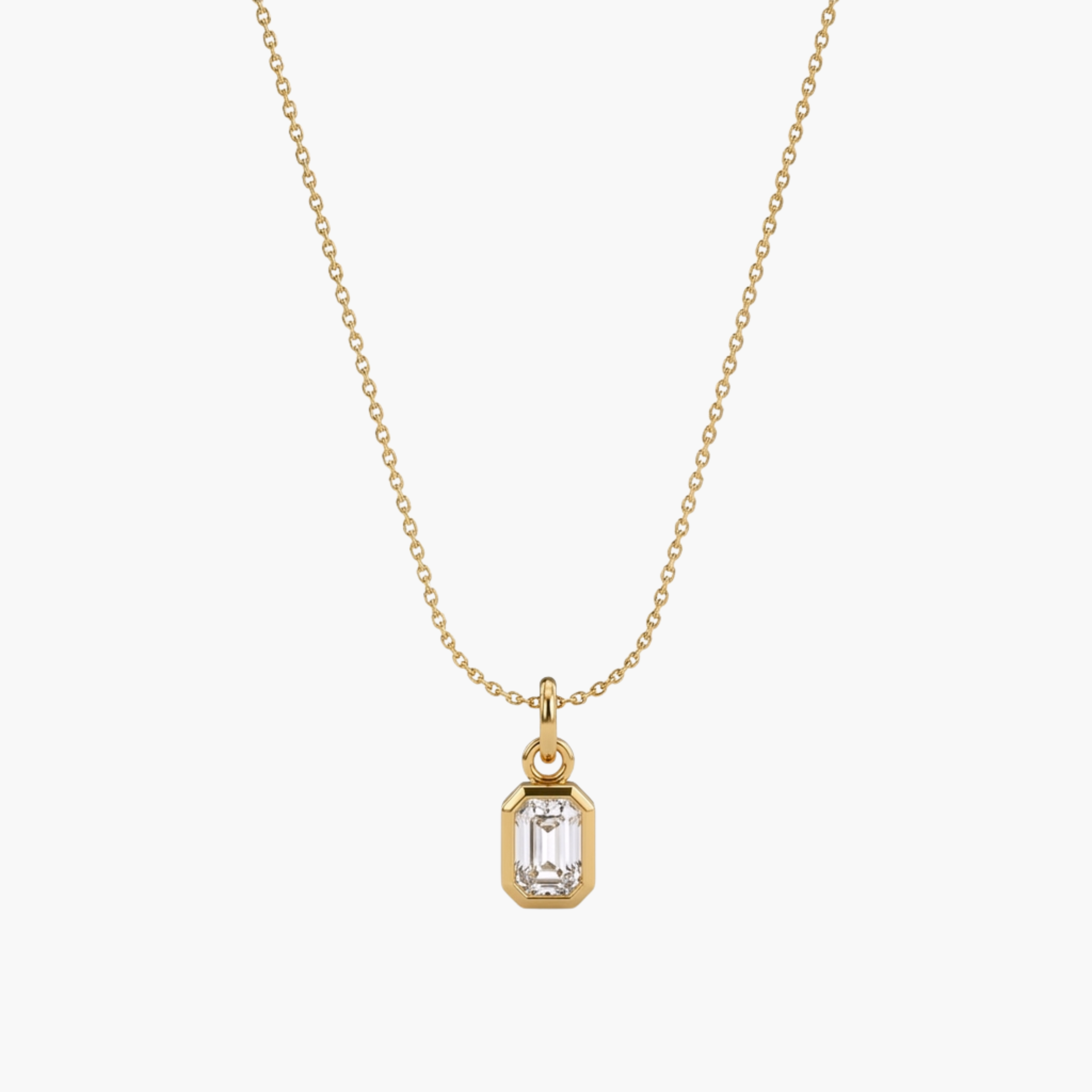 COLLANA ZIRCONE MINI BIANCO - collana da uomo con ciondolo cristallo rettangolare bianco completa di catenina in acciaio oro