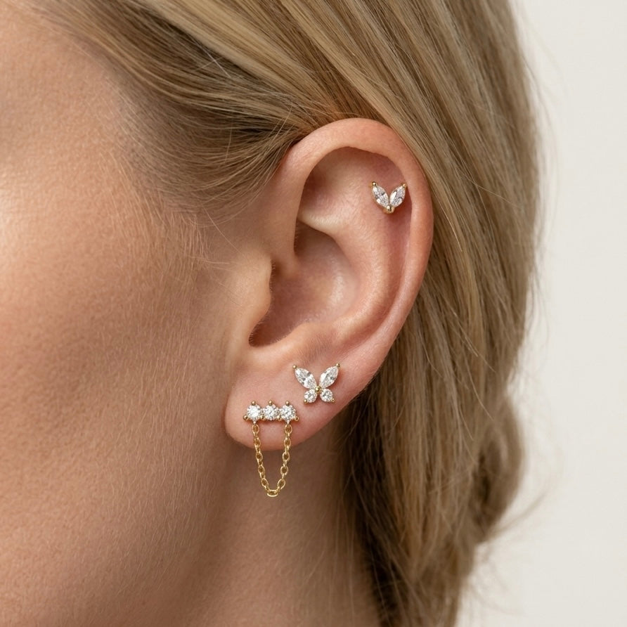 SET ORECCHINI MARQUISE & CHAIN