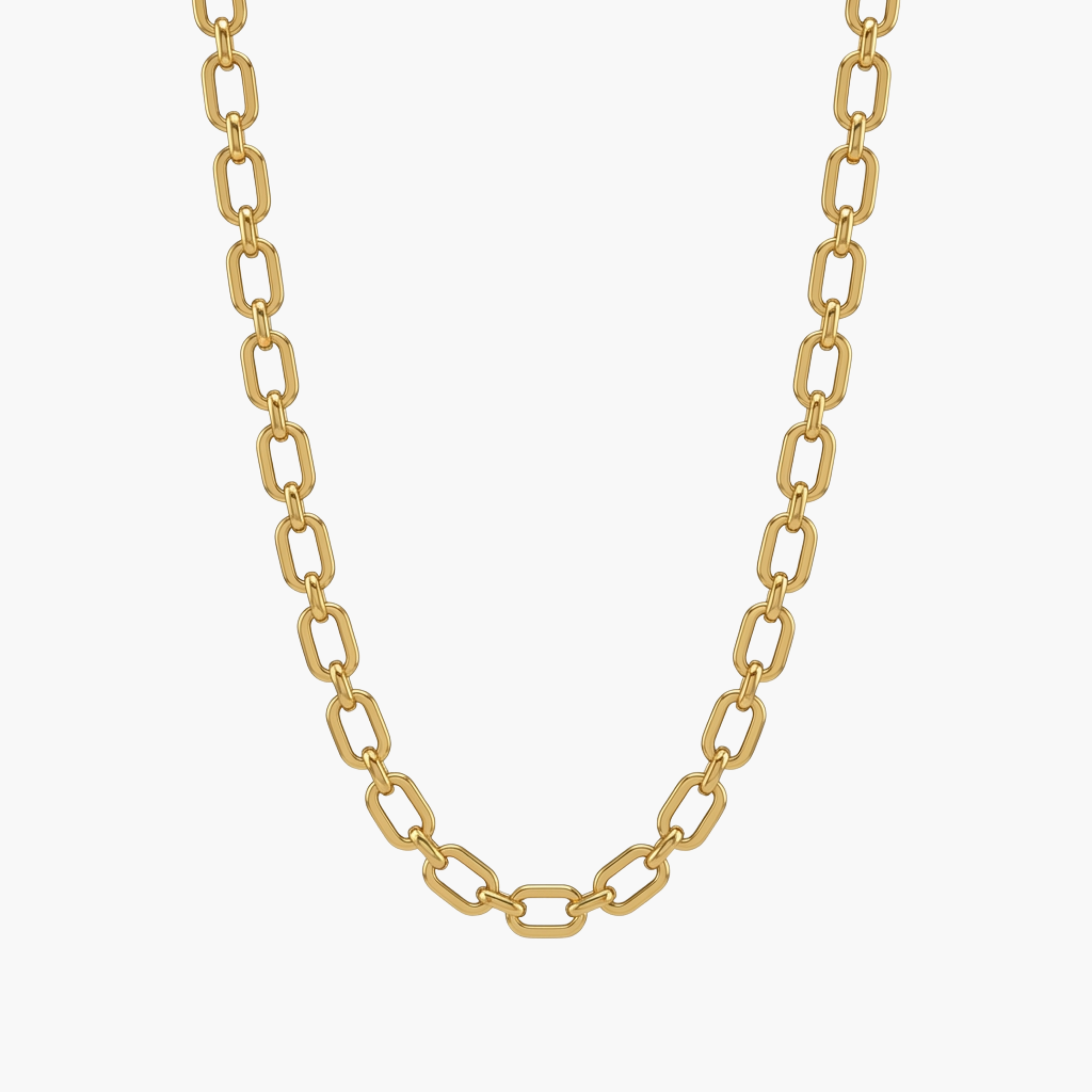 GIROCOLLO RECTANGLE LINK - catena a maglie rettangolari spesse da uomo in acciaio oro o argento