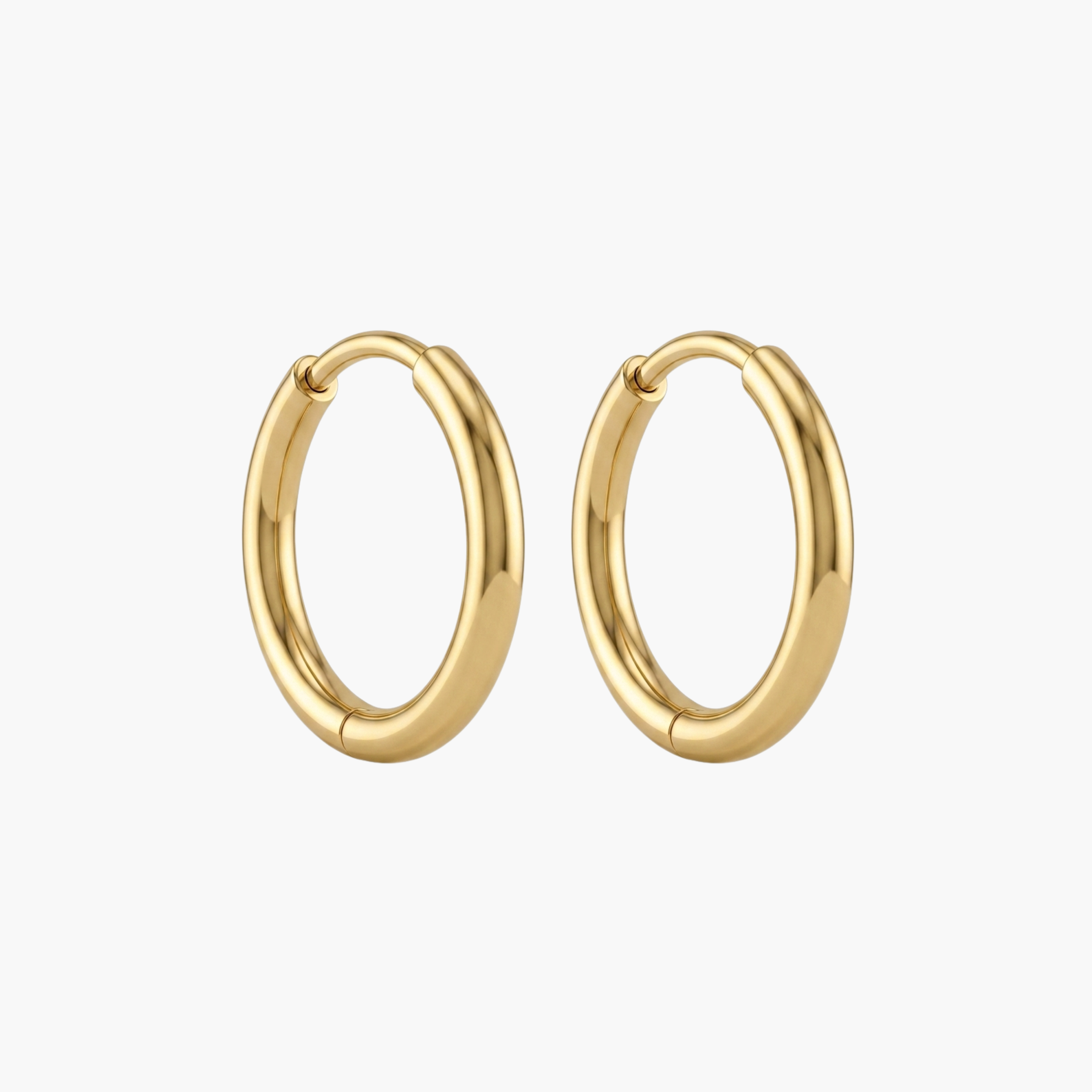 COPPIA ORECCHINI 1.8CM - orecchini a cerchio da uomo classici e lisci in acciaio oro o argento