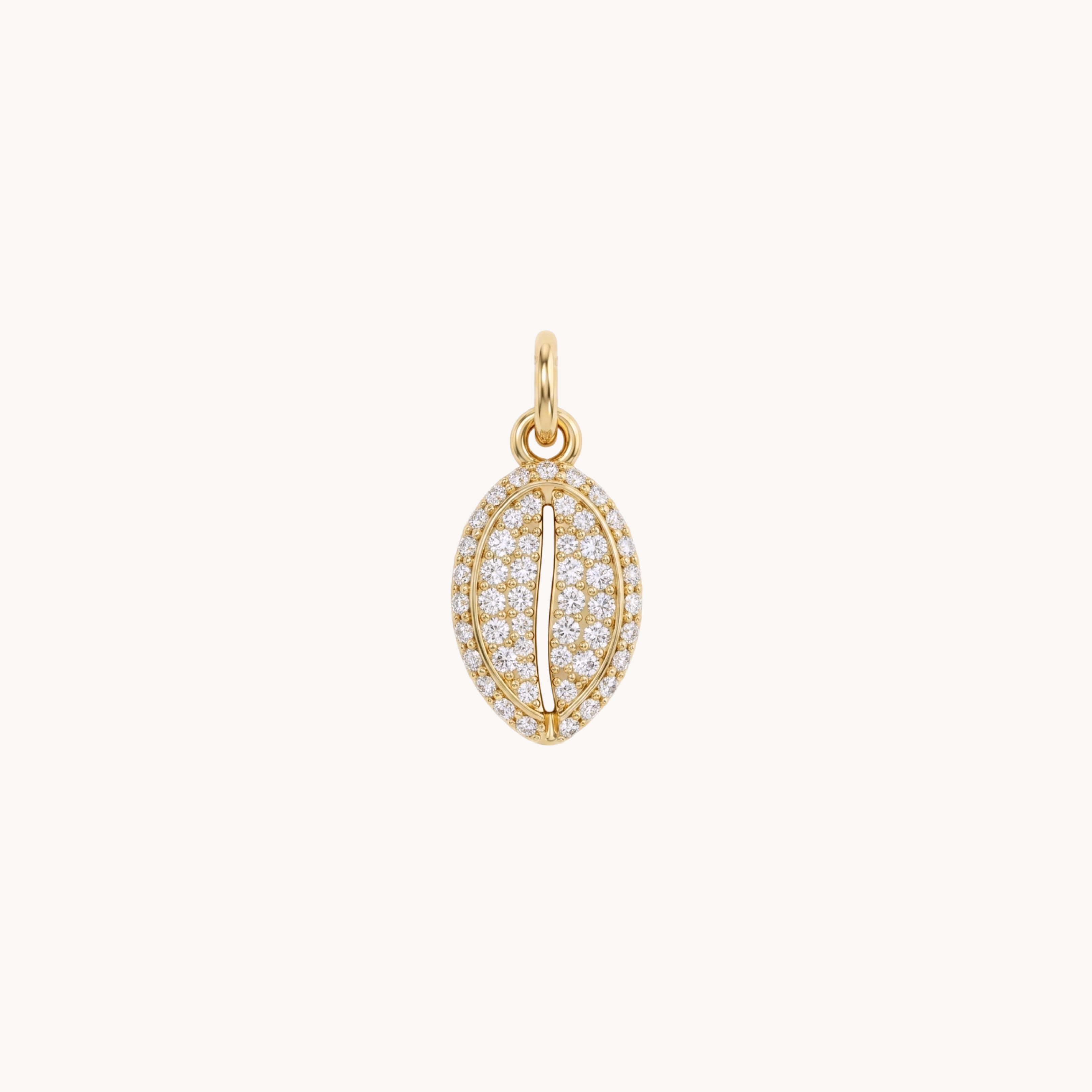 CIONDOLO ICED SHELL - ciondolo a forma di conchiglia con zirconi bianchi in acciaio oro