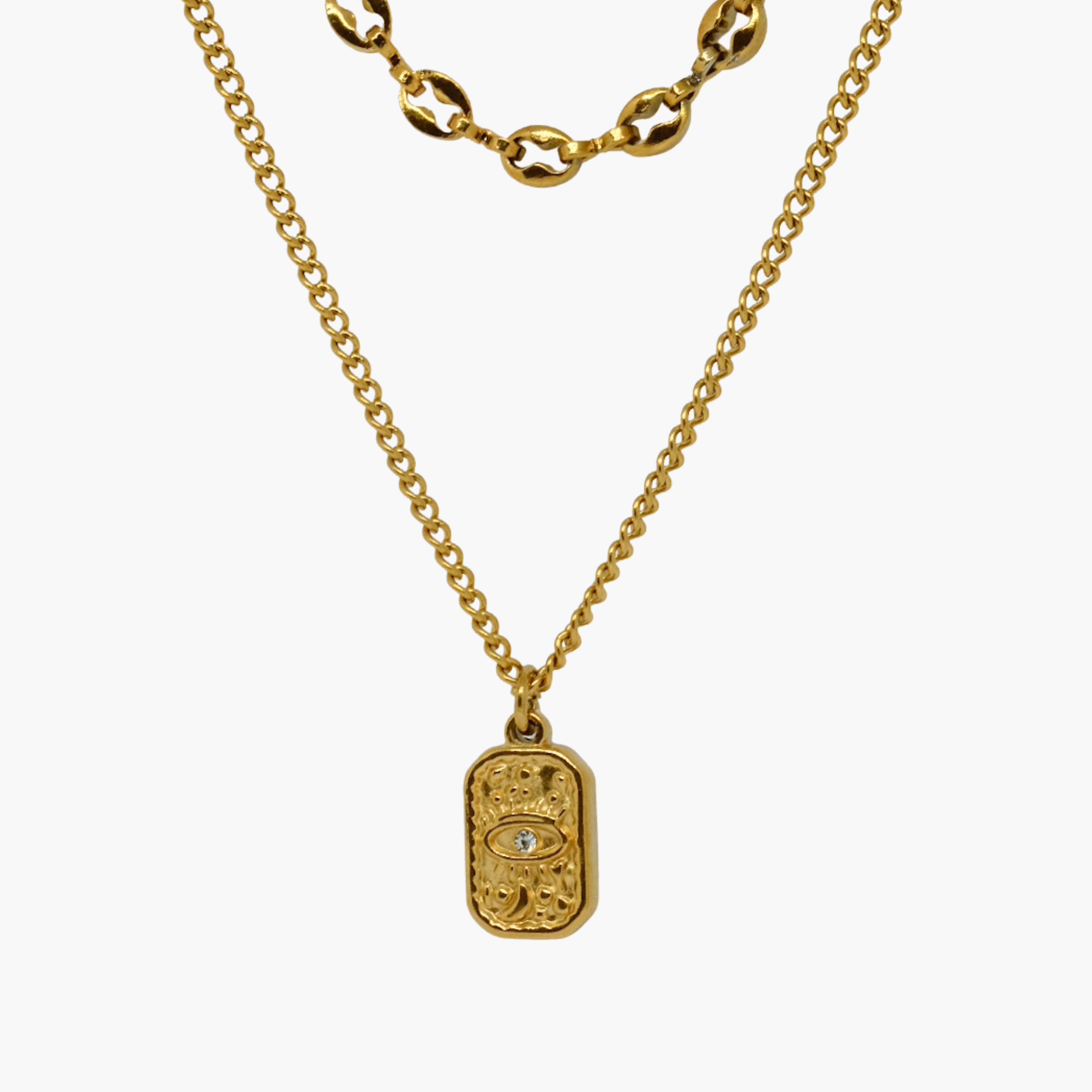 DOPPIA COLLANA MEDAGLIA OCCHIO