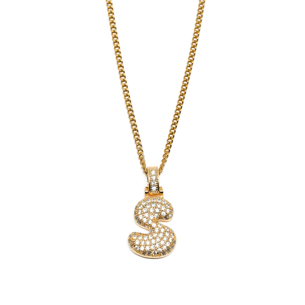 COLLANA LETTERA ZIRCONATA ORO