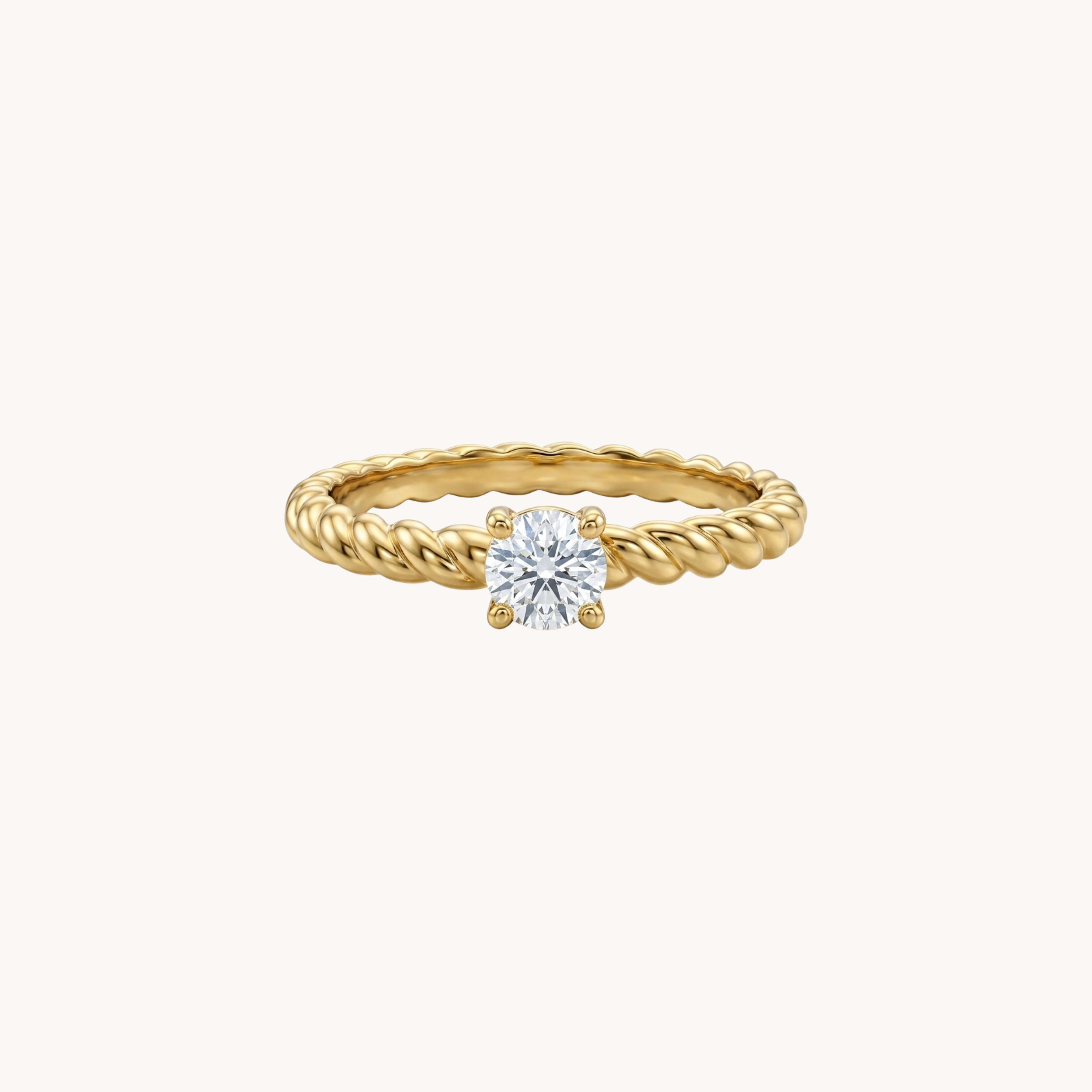 ANELLO SPIRAL DIAMOND - anello solitario con gambo a torchon intrecciato e zircone a griffe in acciaio