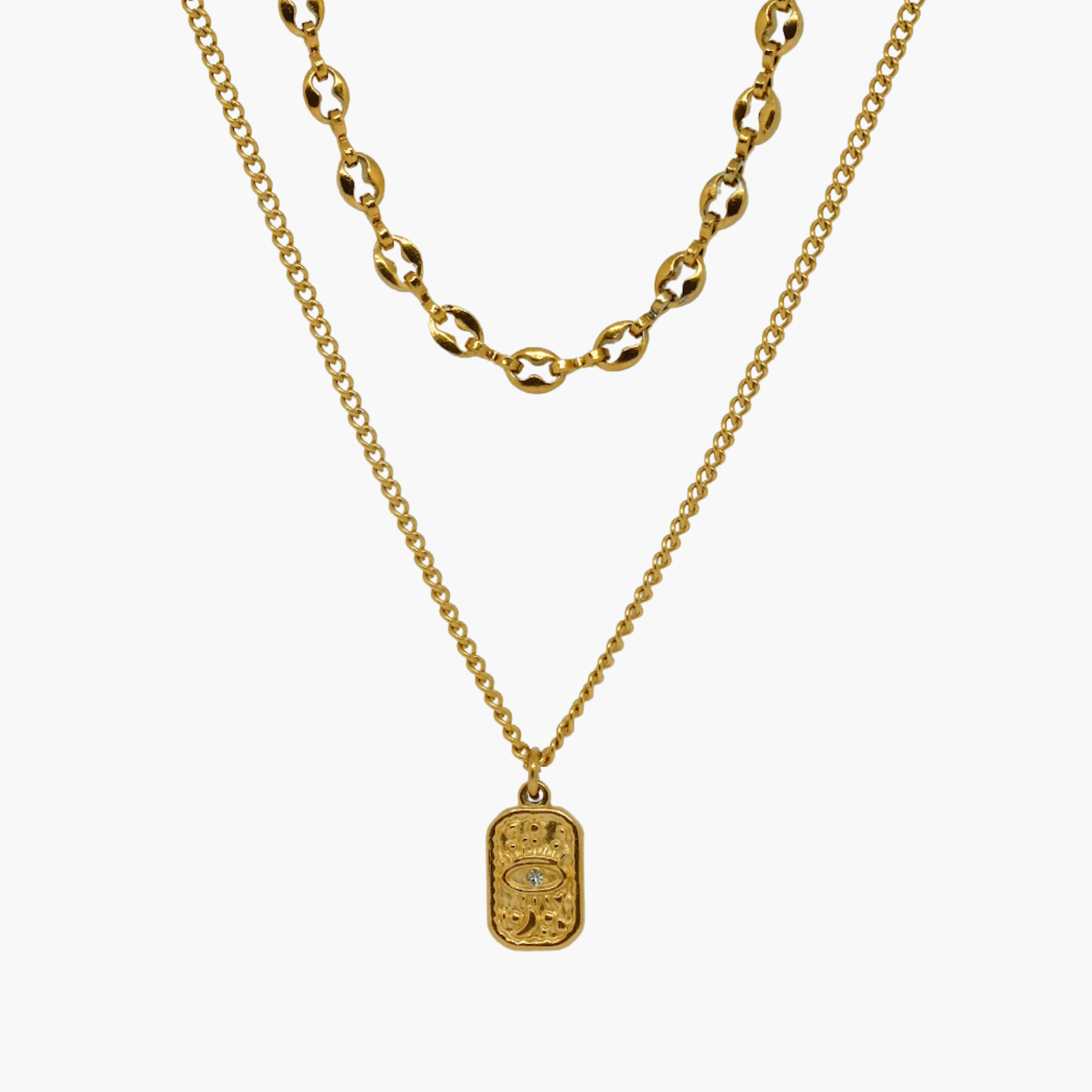 DOPPIA COLLANA MEDAGLIA OCCHIO