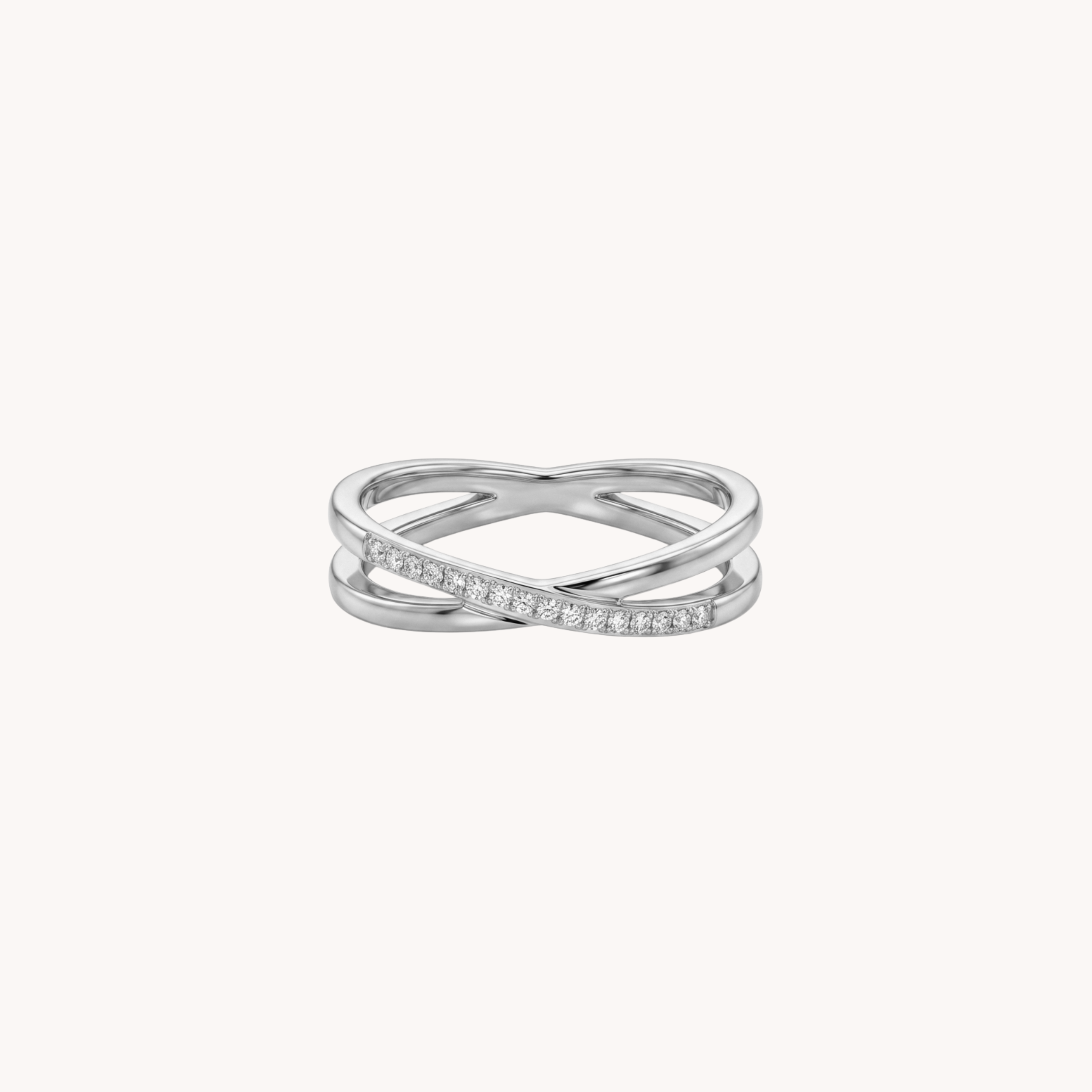 ANELLO DOUBLE SHINE - doppio anello con zirconi in acciaio