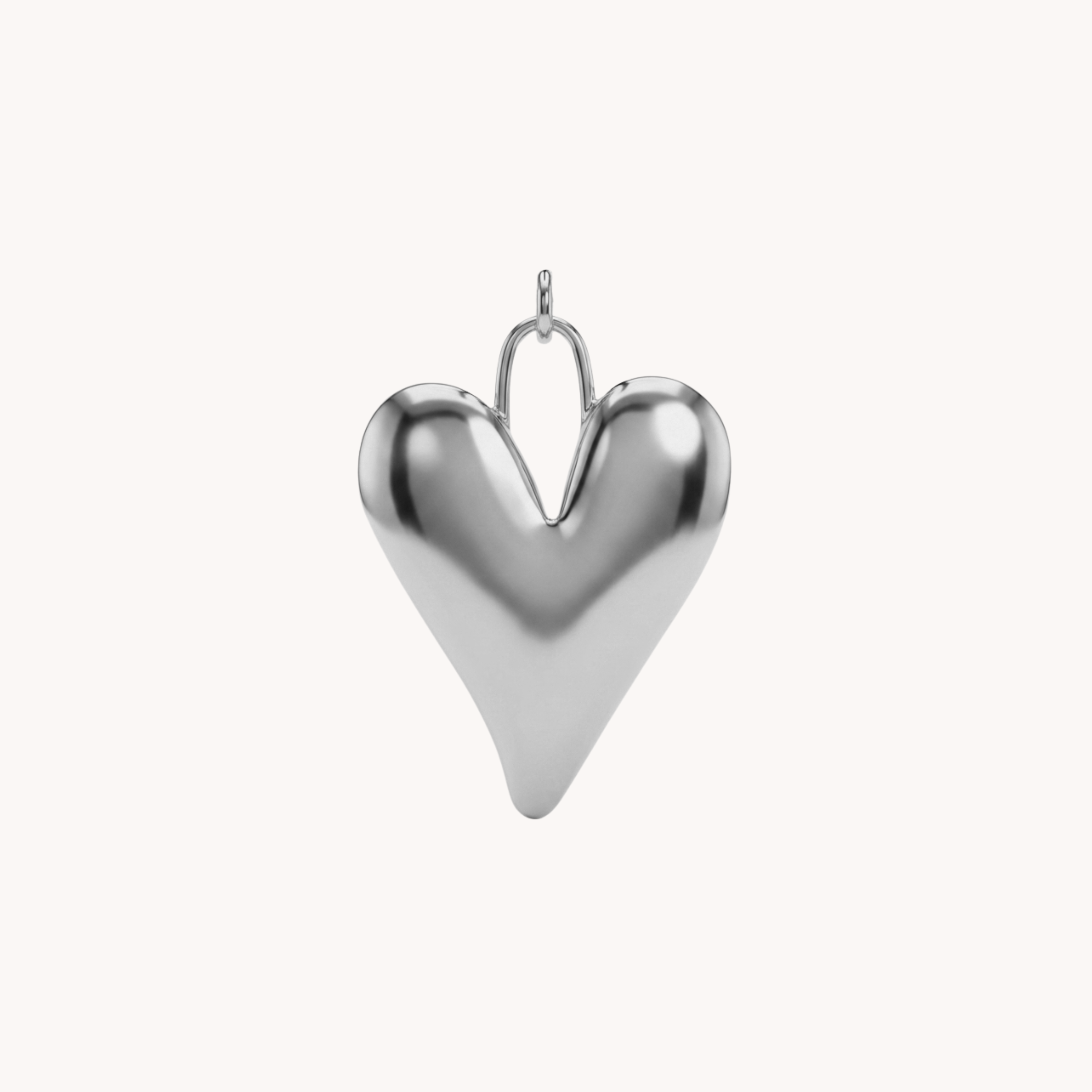 CIONDOLO BOLD AMOUR - cuore bombato liscio a specchio in acciaio oro o argento