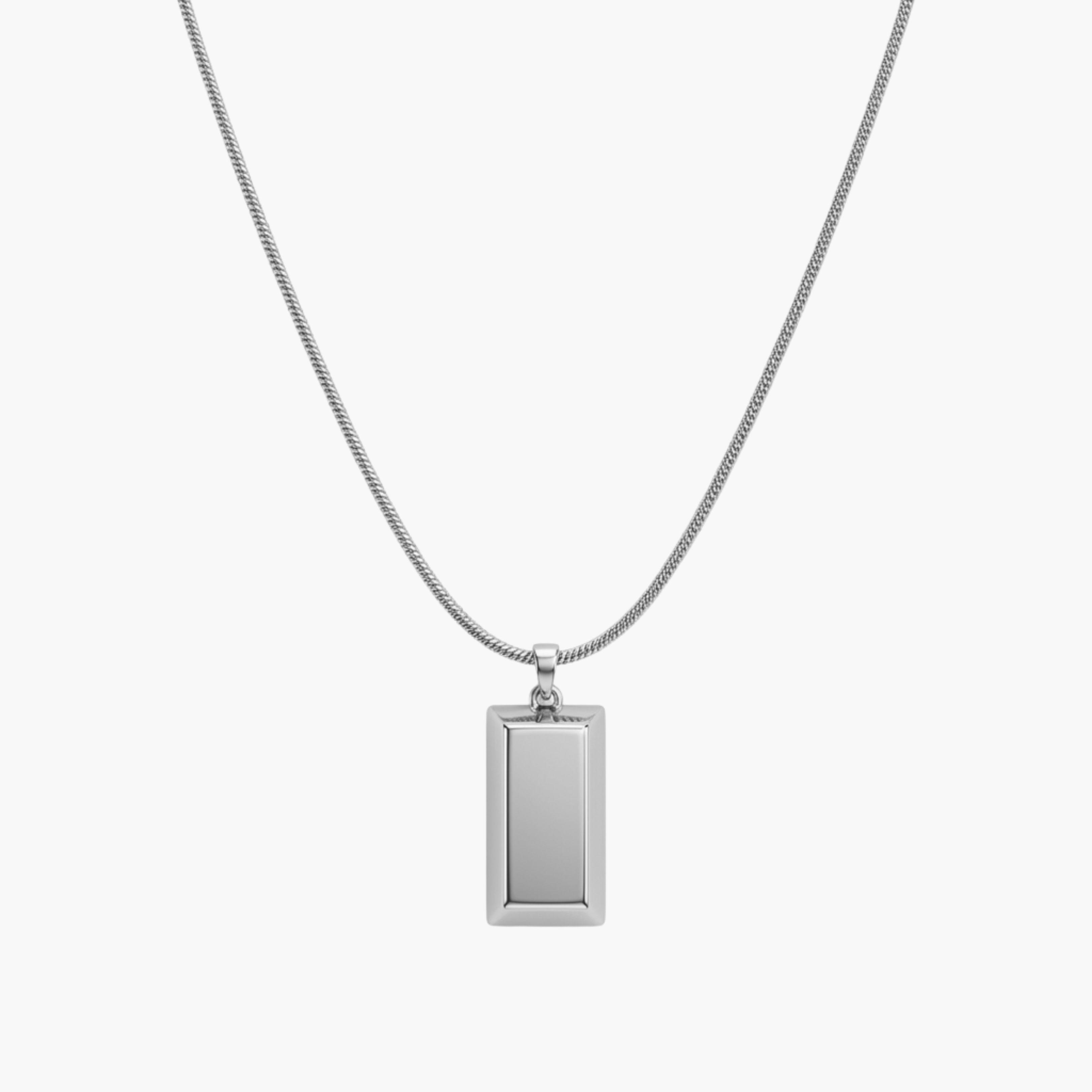 COLLANA LINGOTTO - ciondolo lingotto geometrico liscio completa di catenina in acciaio oro o argento