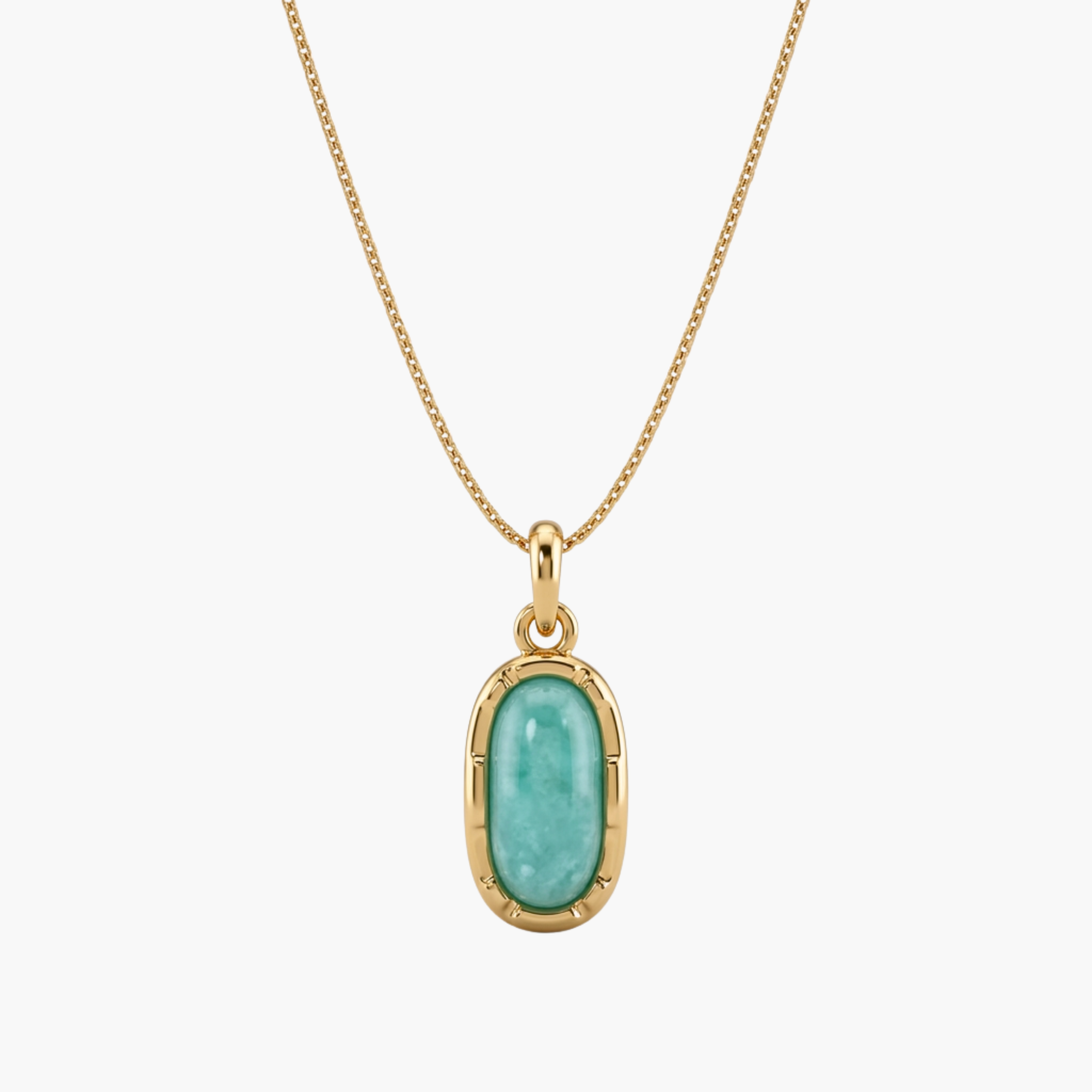 COLLANA PORTOFINO - collana da uomo con ciondolo pietra ovale turchese completa di catenina in acciaio oro