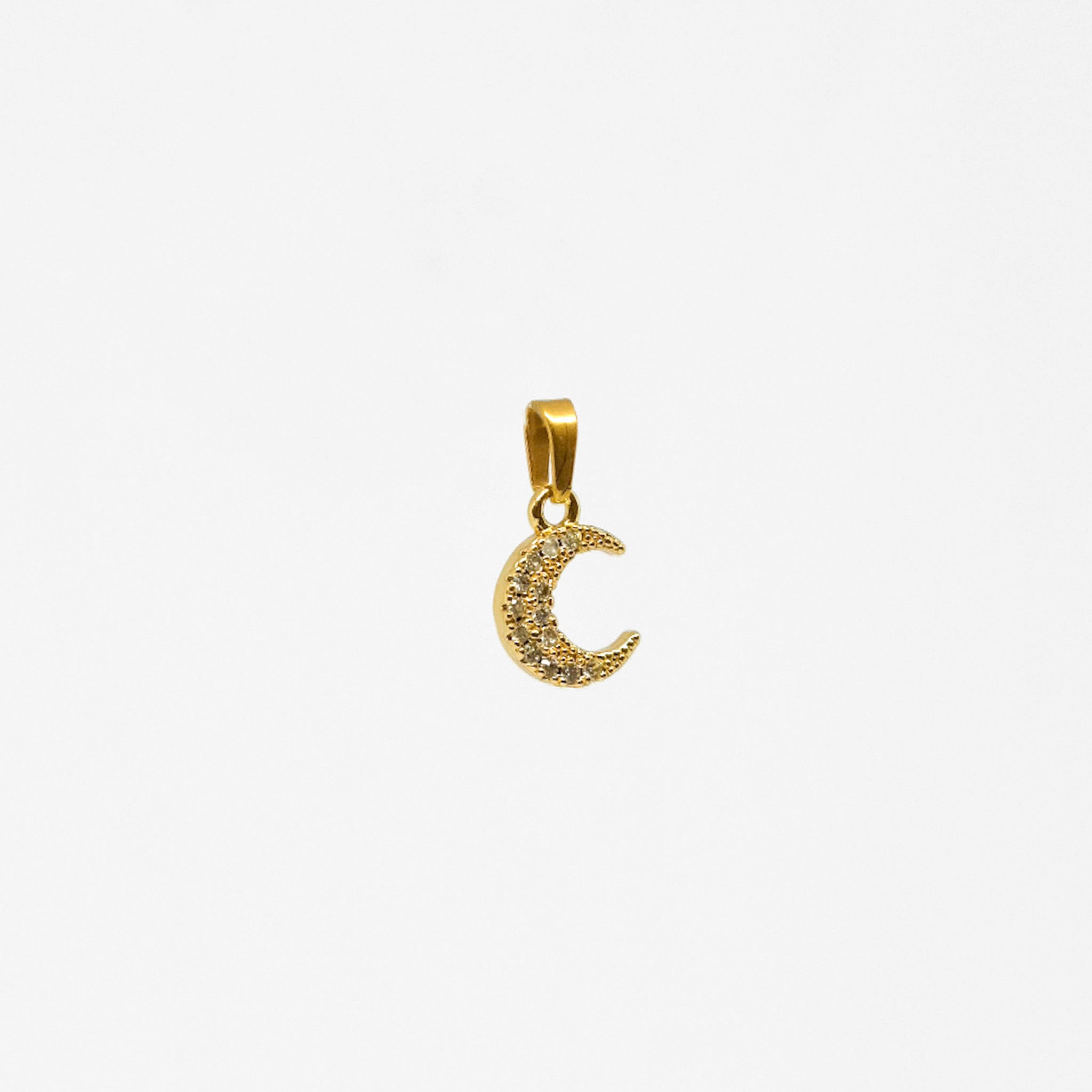 Ciondolo luna zirconata oro