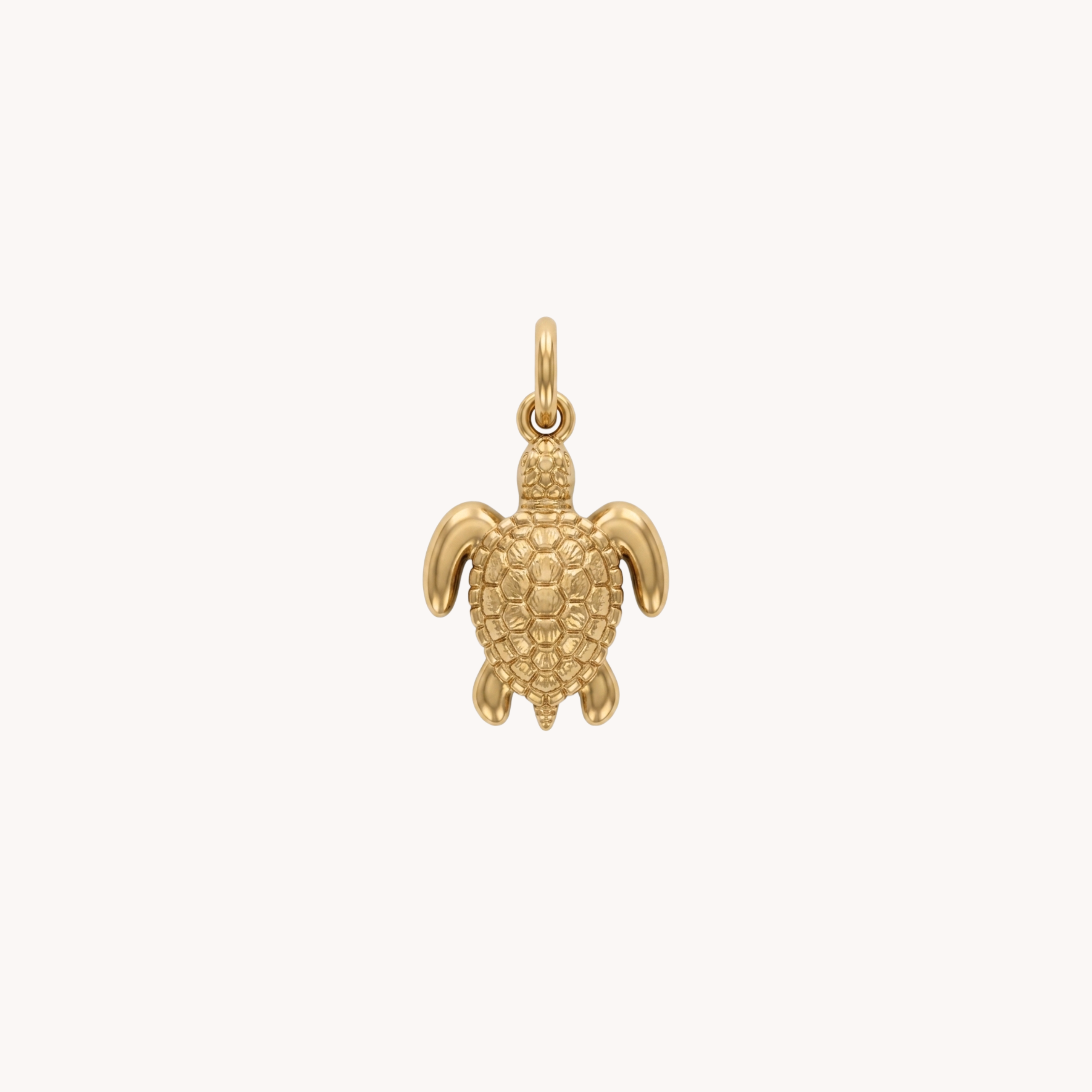 Ciondolo Tartaruga Honey Gold VANDEM in acciaio oro, charm singolo componibile a forma di tartaruga marina tridimensionale lucidata a specchio
