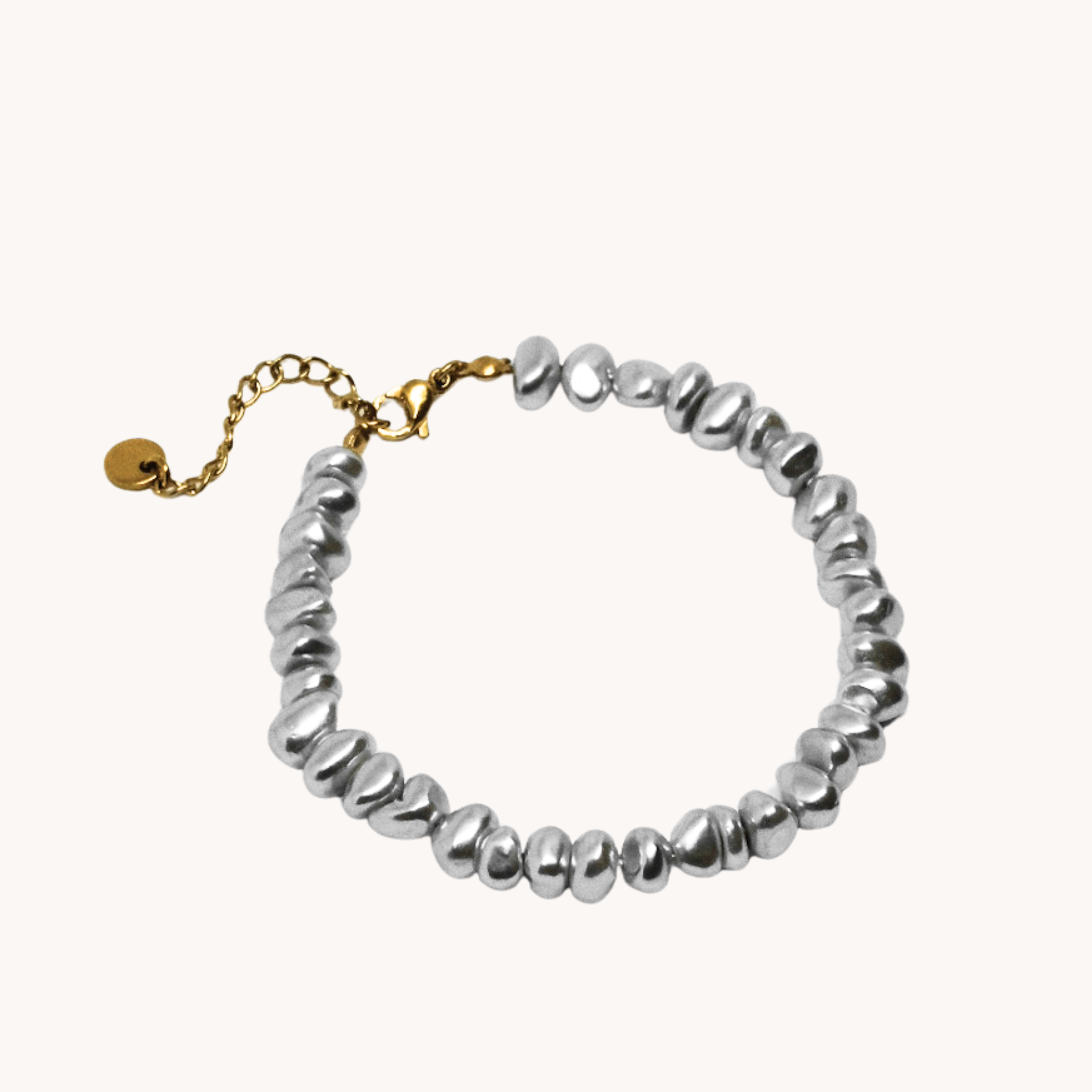 BRACCIALE PERLINE IRREGOLARI SILVER